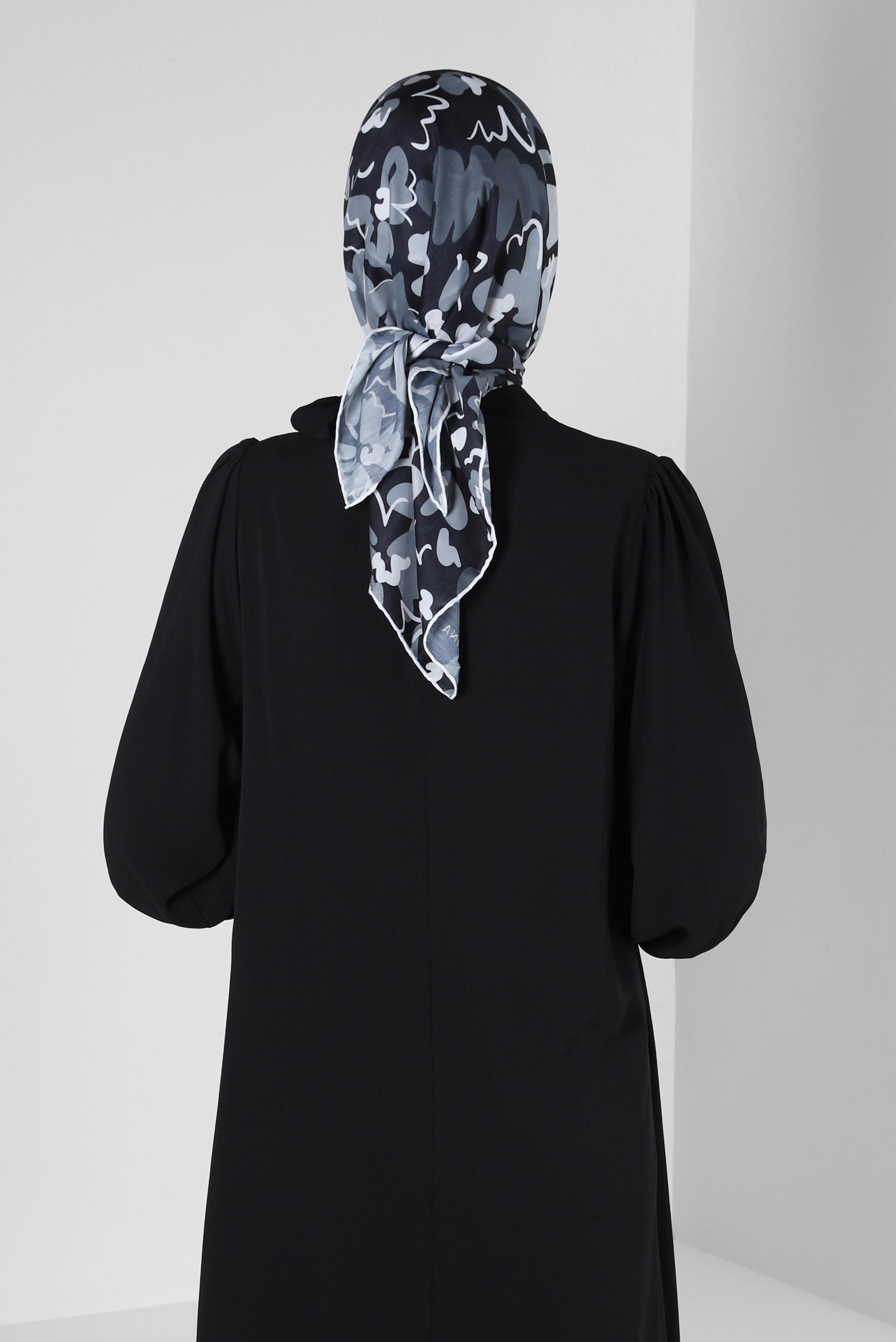 Tesettür giyim SİYAH ALVİNA ÇİÇEK DESENLİ EŞARP 8216