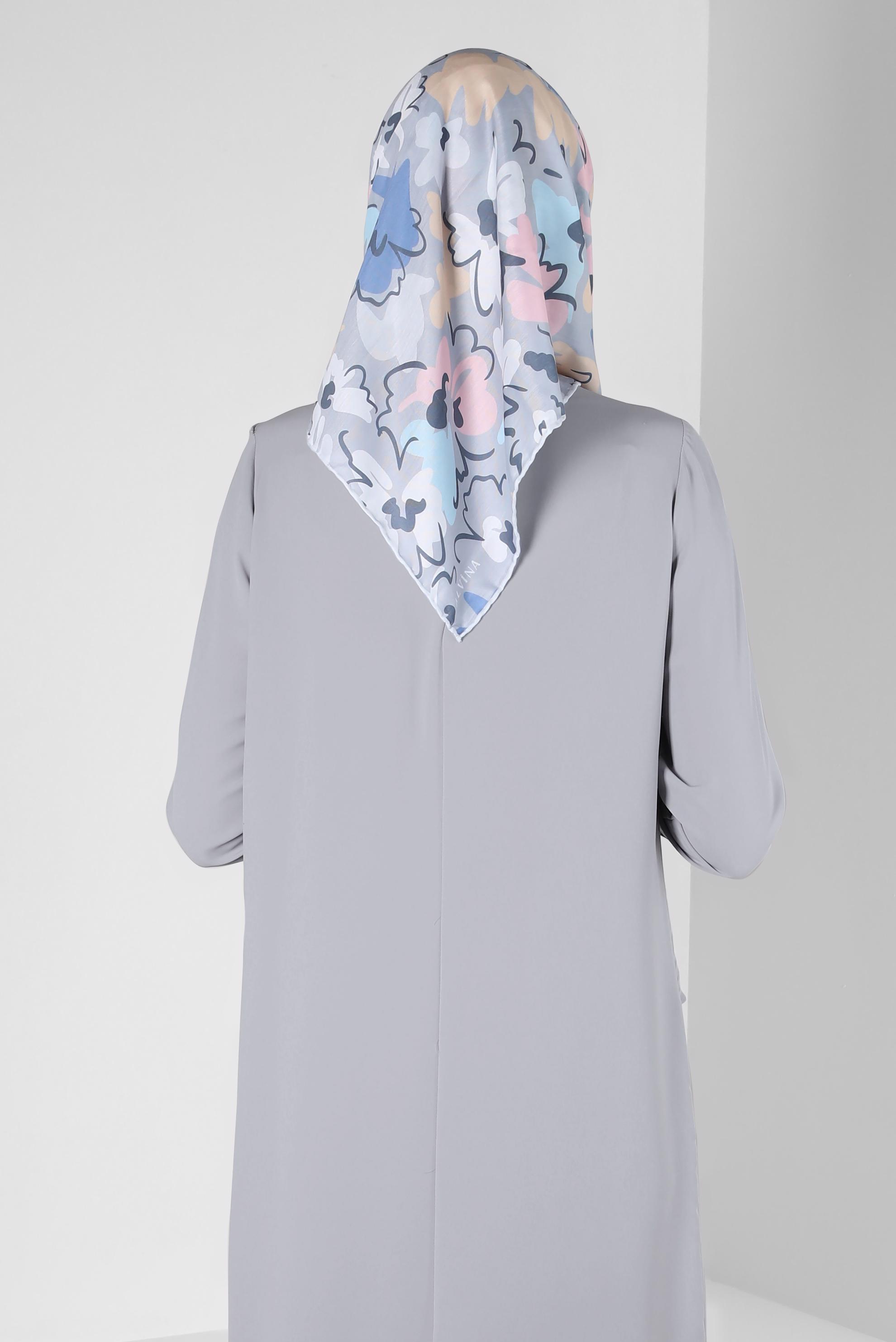 Tesettür giyim GRİ ALVİNA ÇİÇEK DESENLİ EŞARP 8216