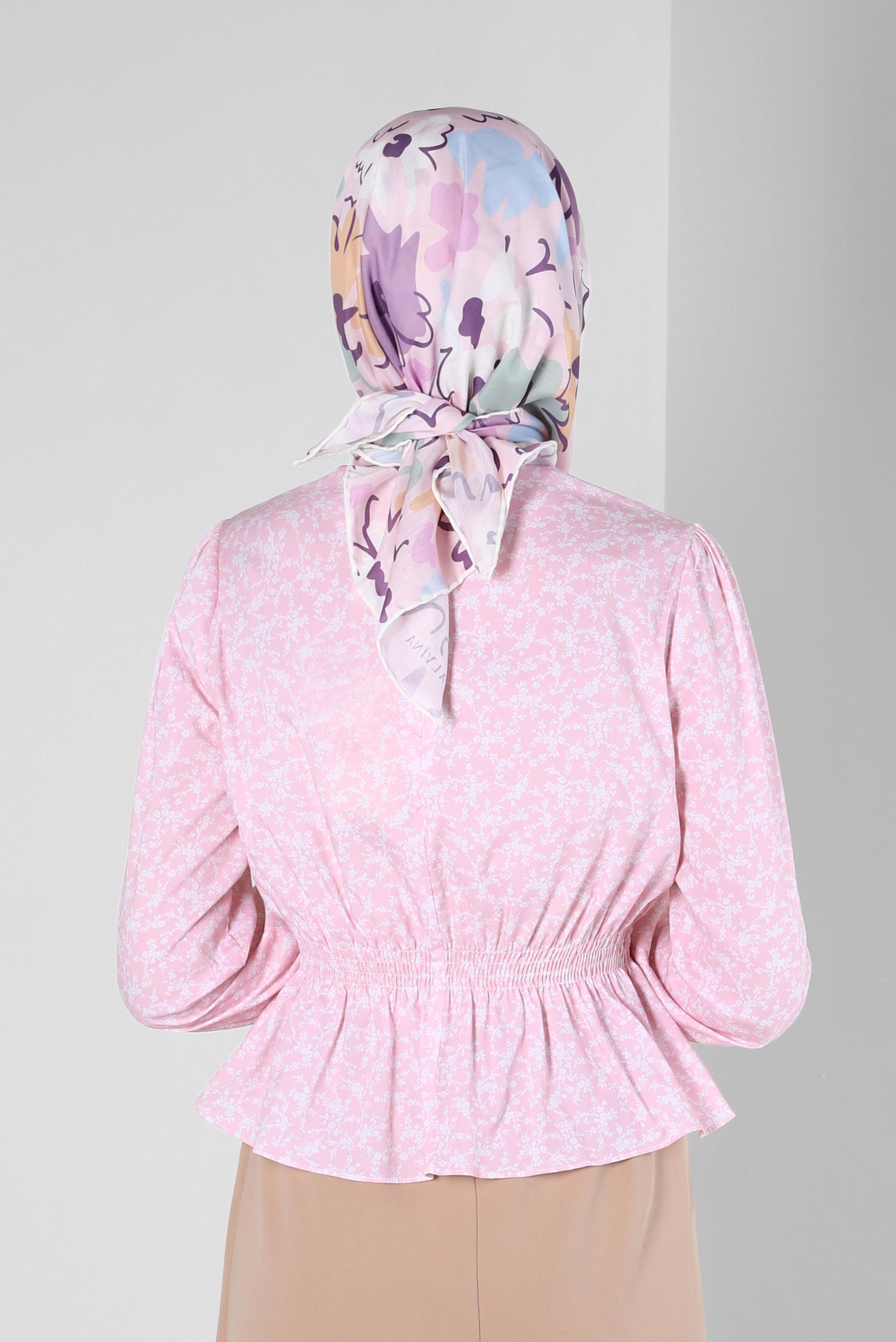 Tesettür giyim MOR ALVİNA ÇİÇEK DESENLİ EŞARP 8216