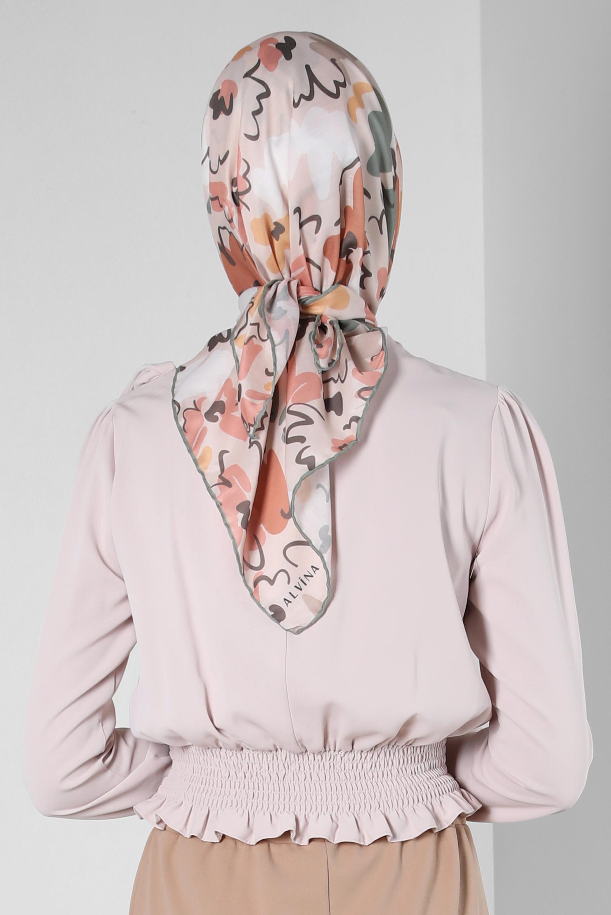 Tesettür giyim HAKİ ALVİNA ÇİÇEK DESENLİ EŞARP 8216