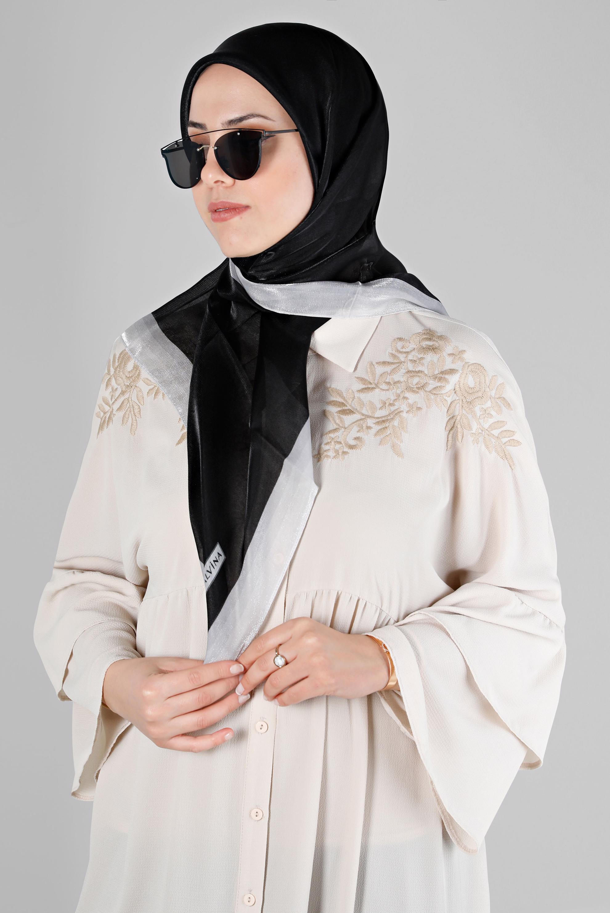 Tesettür giyim SİYAH ALVİNA KEHRİBAR EŞARP 8218