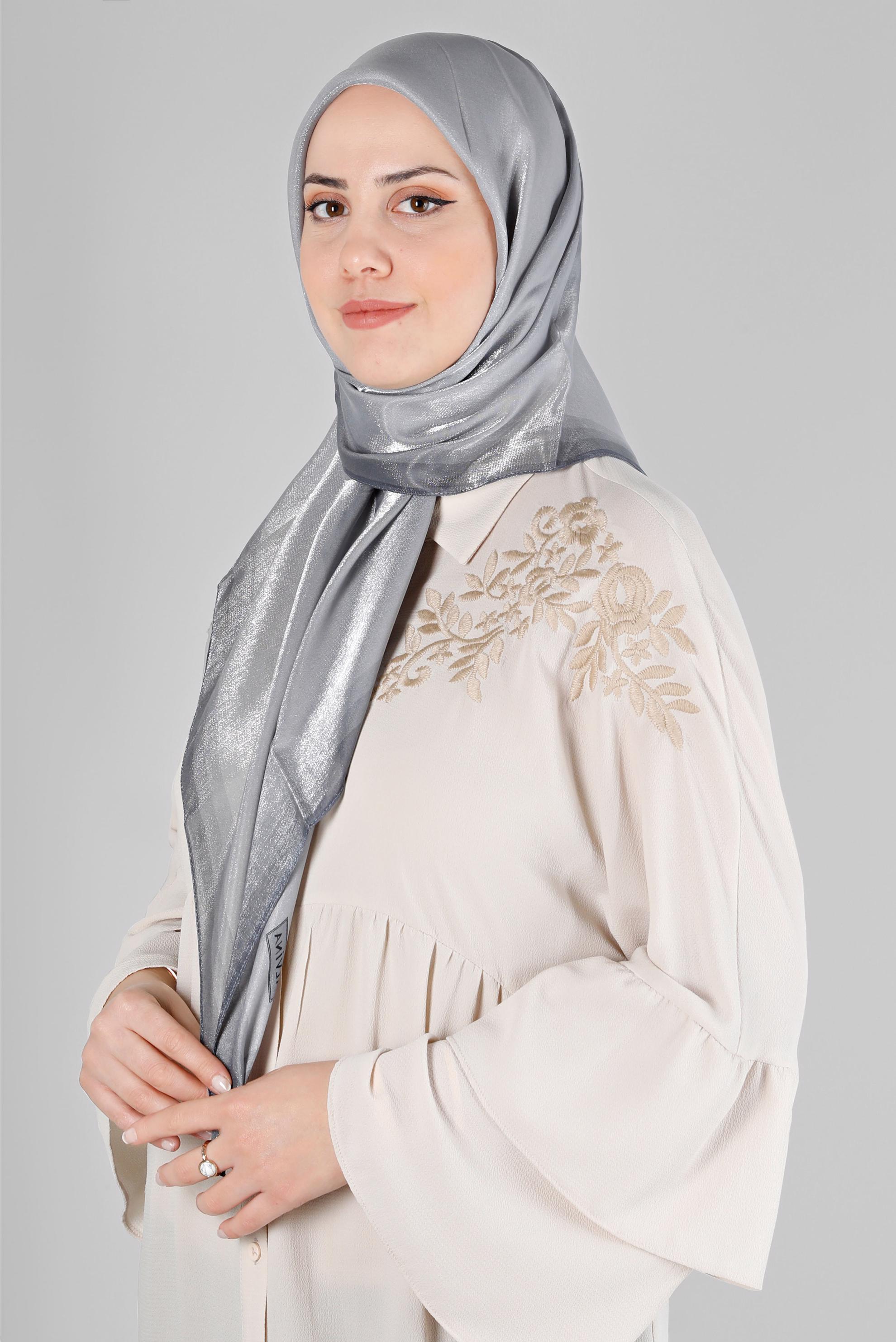 Tesettür giyim GRİ ALVİNA KEHRİBAR EŞARP 8218