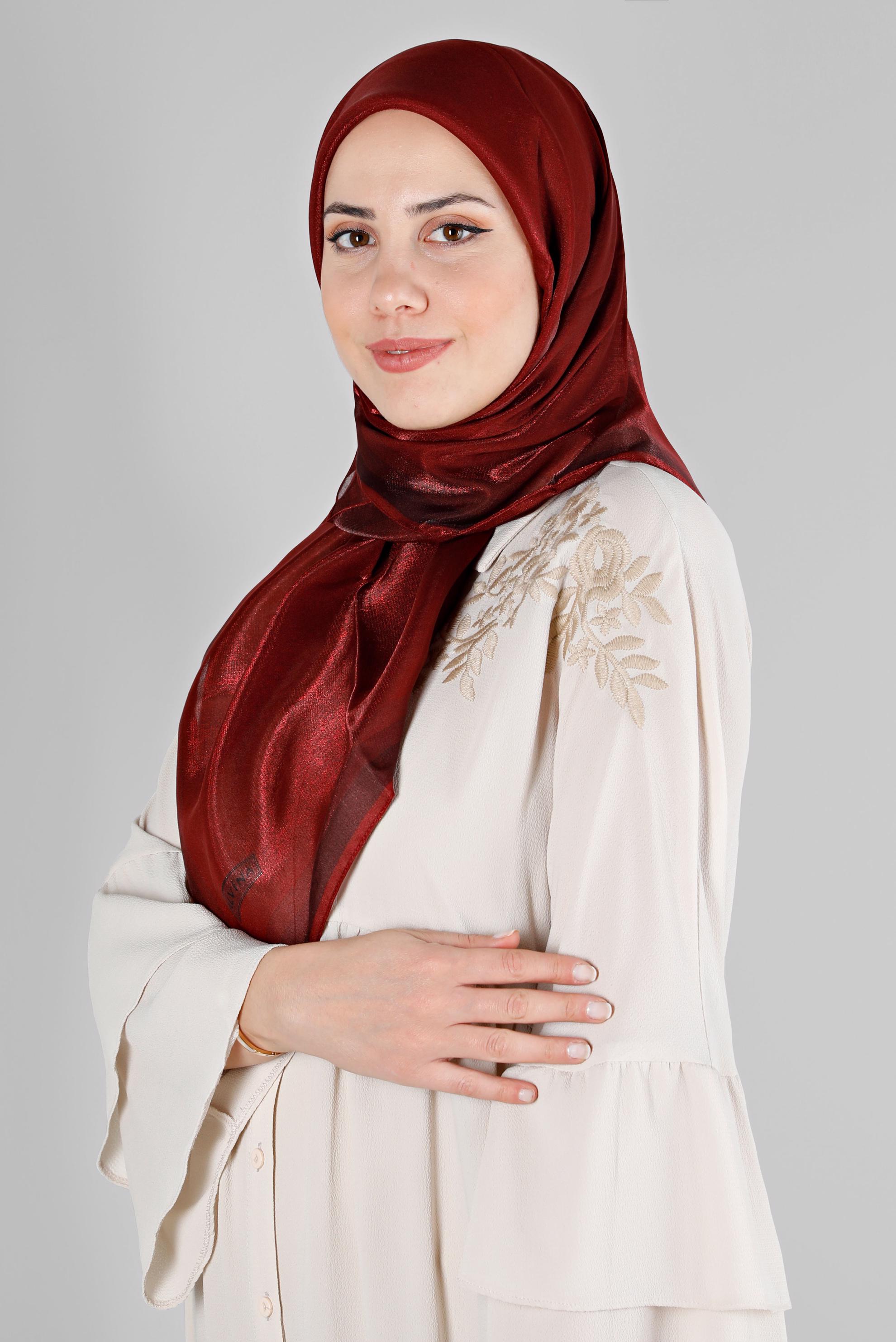 Tesettür giyim BORDO ALVİNA KEHRİBAR EŞARP 8218