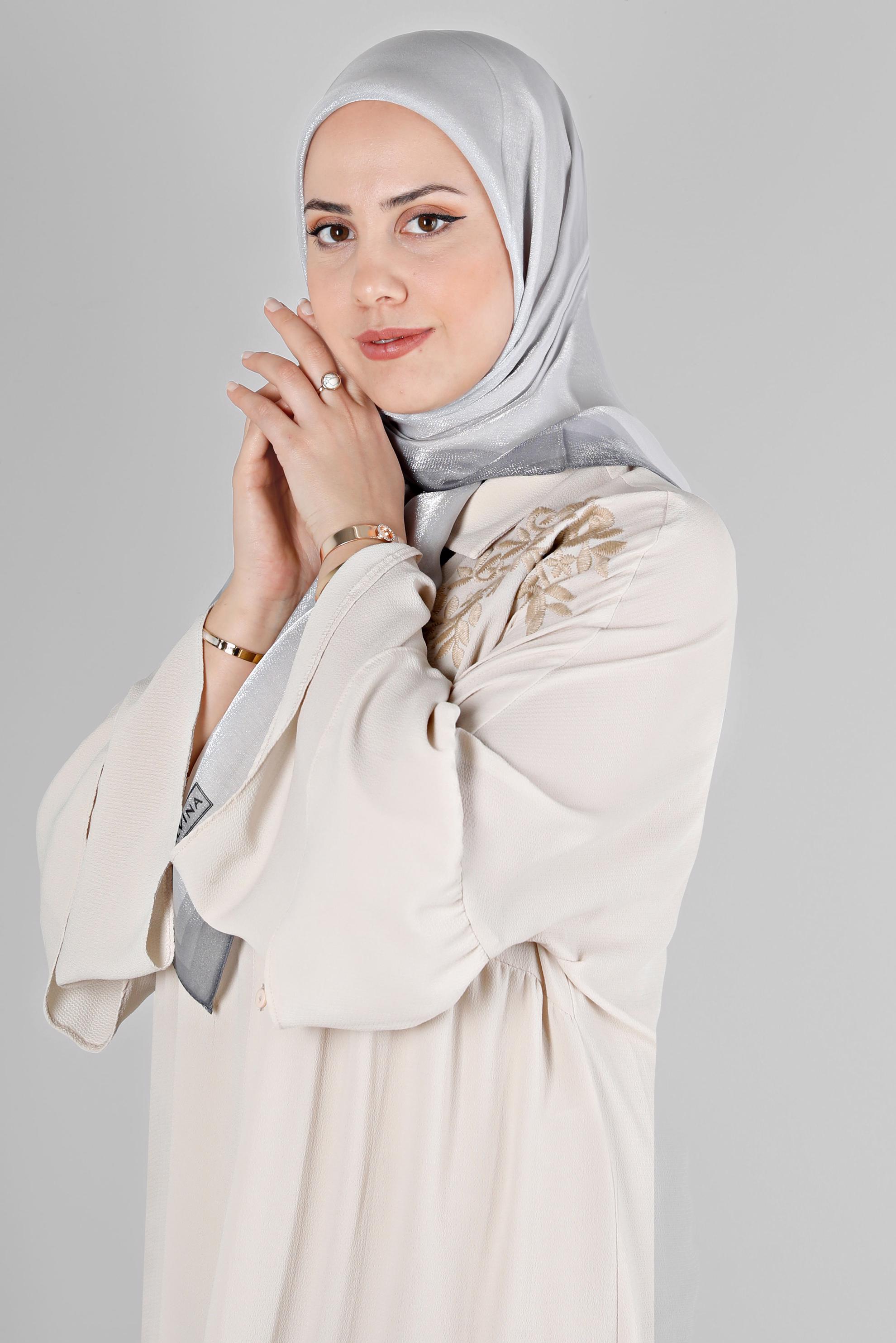 Tesettür giyim GÜMÜŞ ALVİNA KEHRİBAR EŞARP 8218