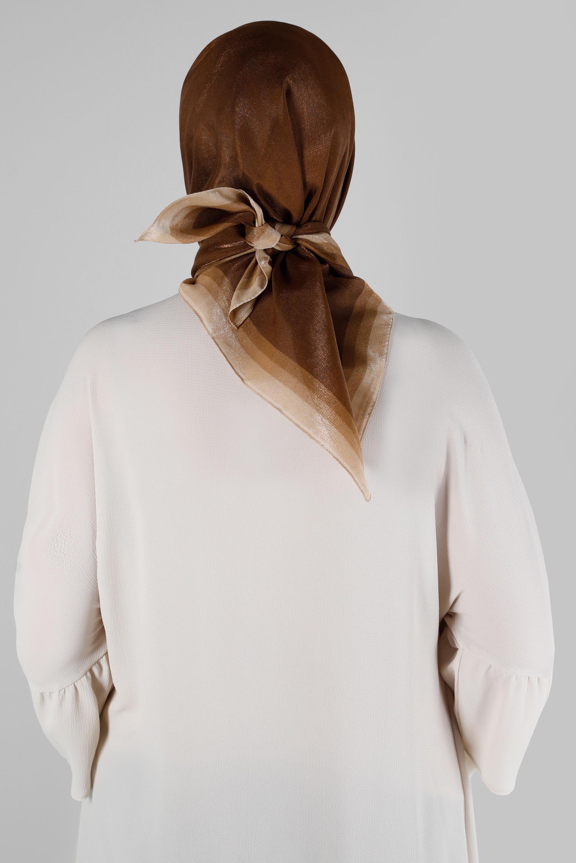 Tesettür giyim KAHVE ALVİNA KEHRİBAR EŞARP 8218