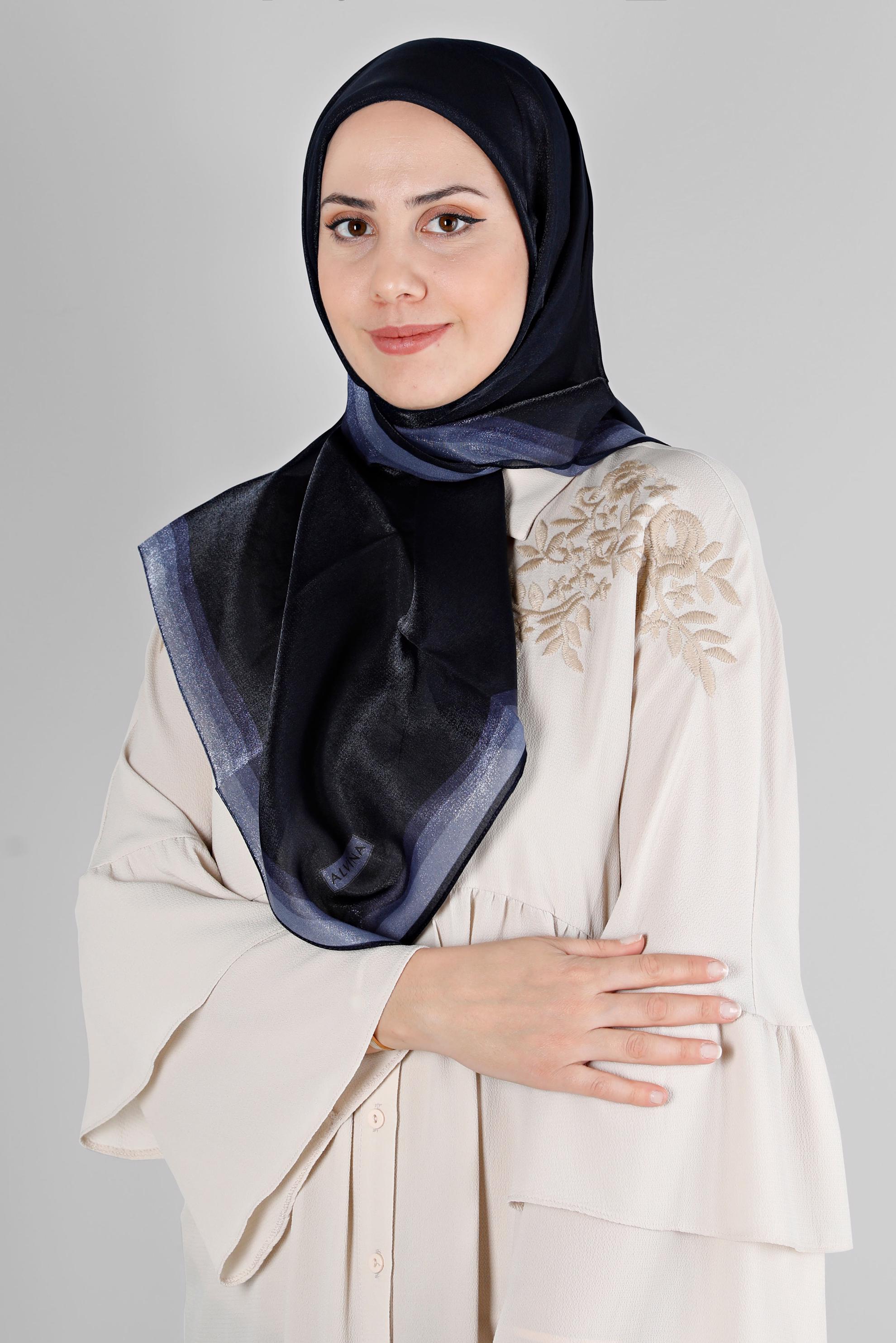 Tesettür giyim LACİVERT ALVİNA KEHRİBAR EŞARP 8218