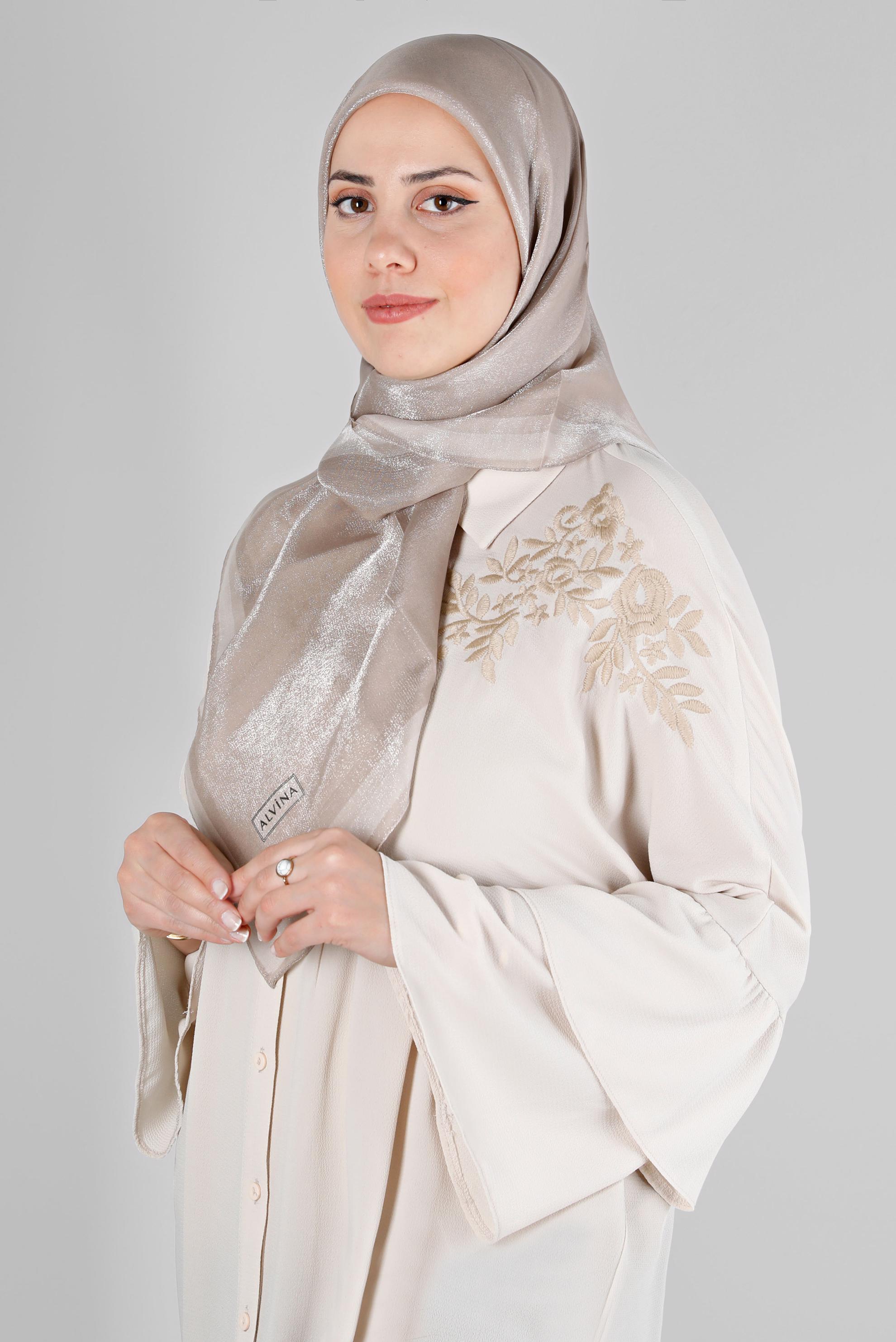 Tesettür giyim VİZON ALVİNA KEHRİBAR EŞARP 8218