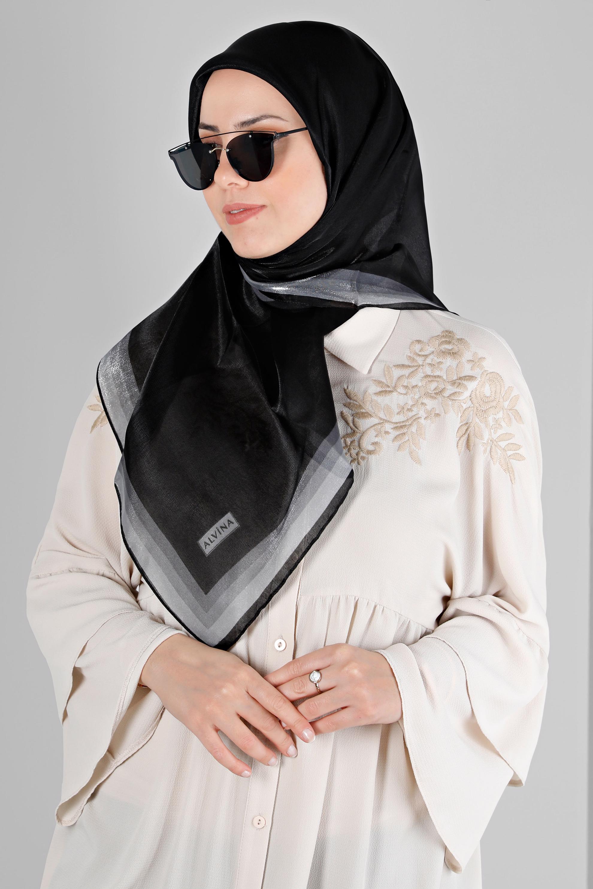 Tesettür giyim SİYAH ALVİNA KEHRİBAR EŞARP 8218