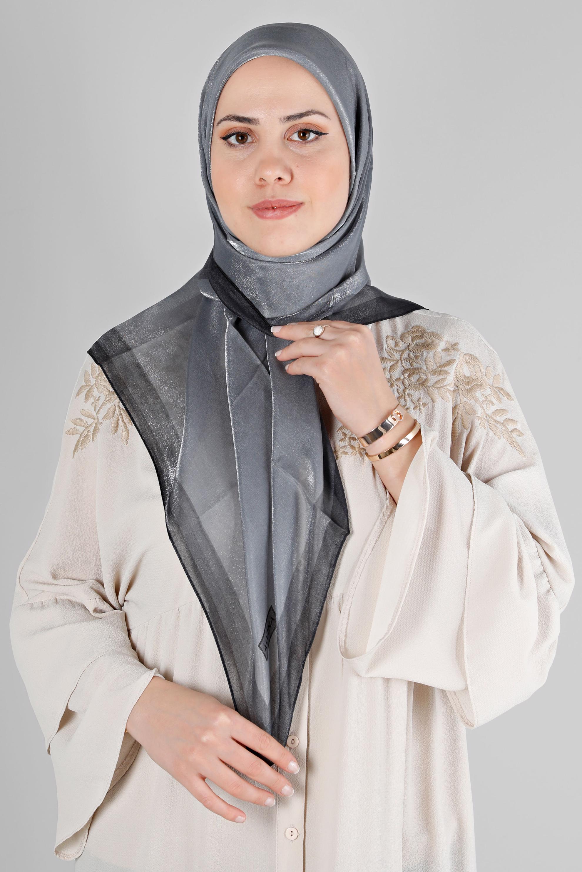 Tesettür giyim GRİ ALVİNA KEHRİBAR EŞARP 8218