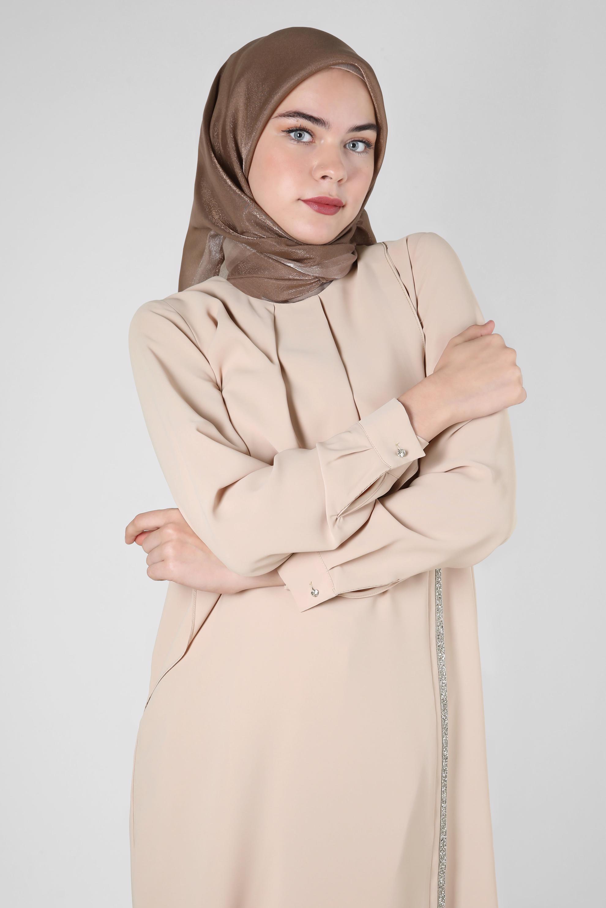 Tesettür giyim KAHVE ALVİNA KEHRİBAR EŞARP 8218