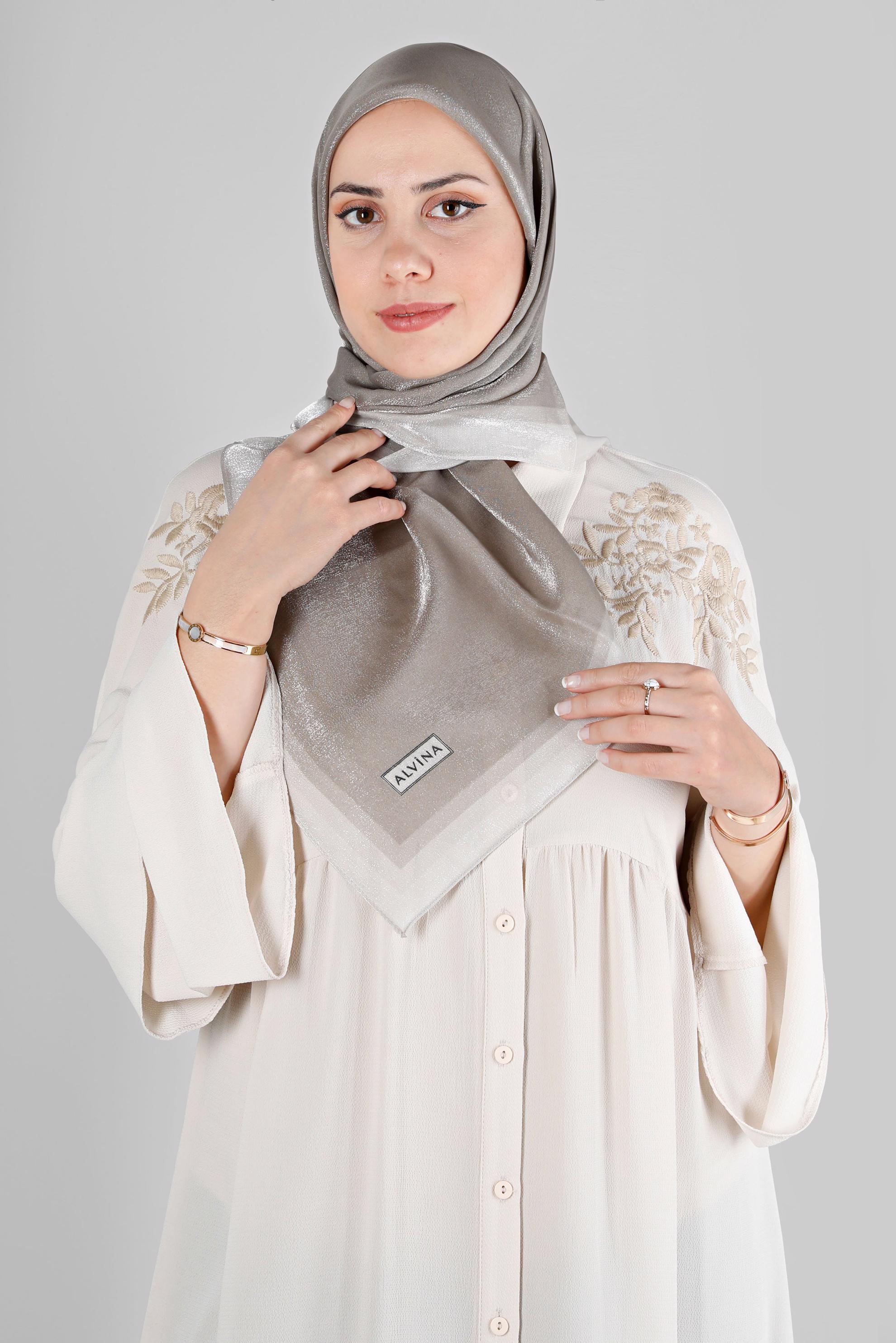 Tesettür giyim VİZON ALVİNA KEHRİBAR EŞARP 8218