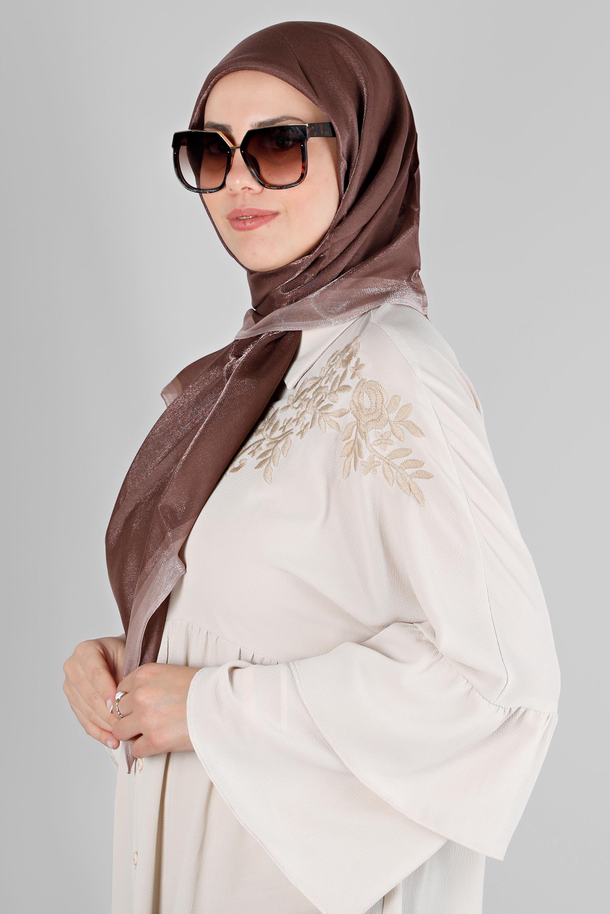 Tesettür giyim KAHVE ALVİNA KEHRİBAR EŞARP 8218