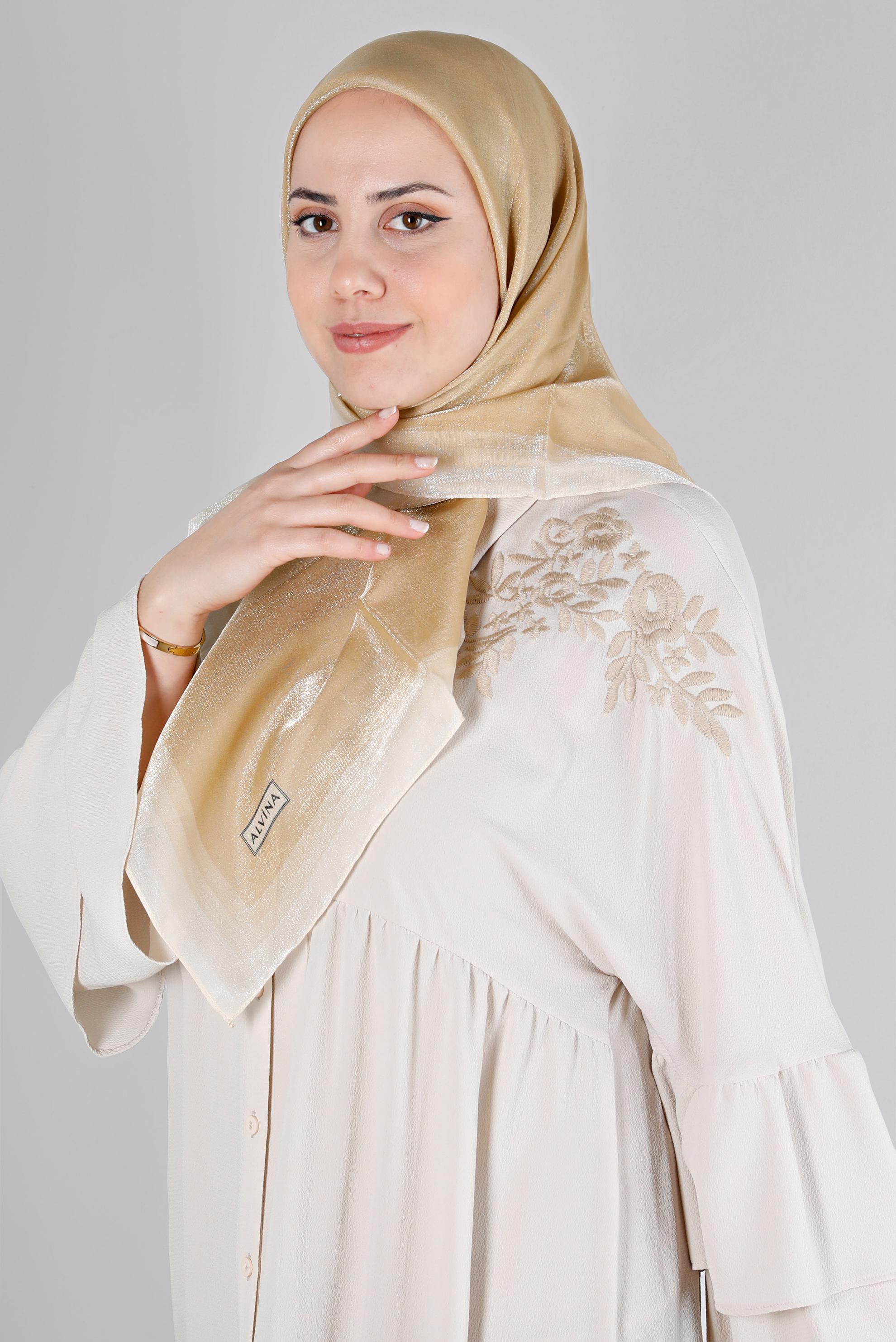 Tesettür giyim ALTIN ALVİNA KEHRİBAR EŞARP 8218