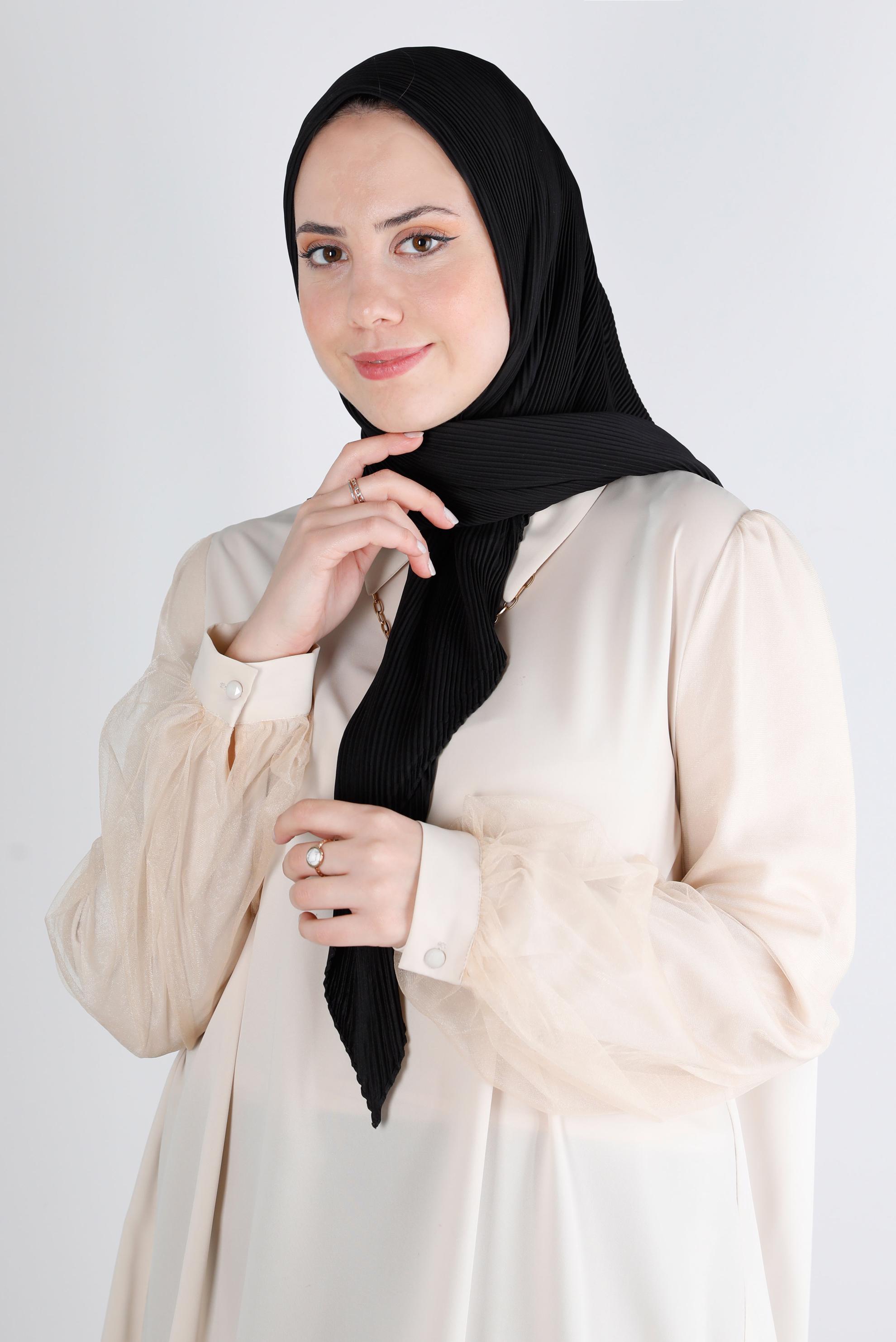 Tesettür giyim SİYAH ALVİNA DÜZ EŞARP 8219