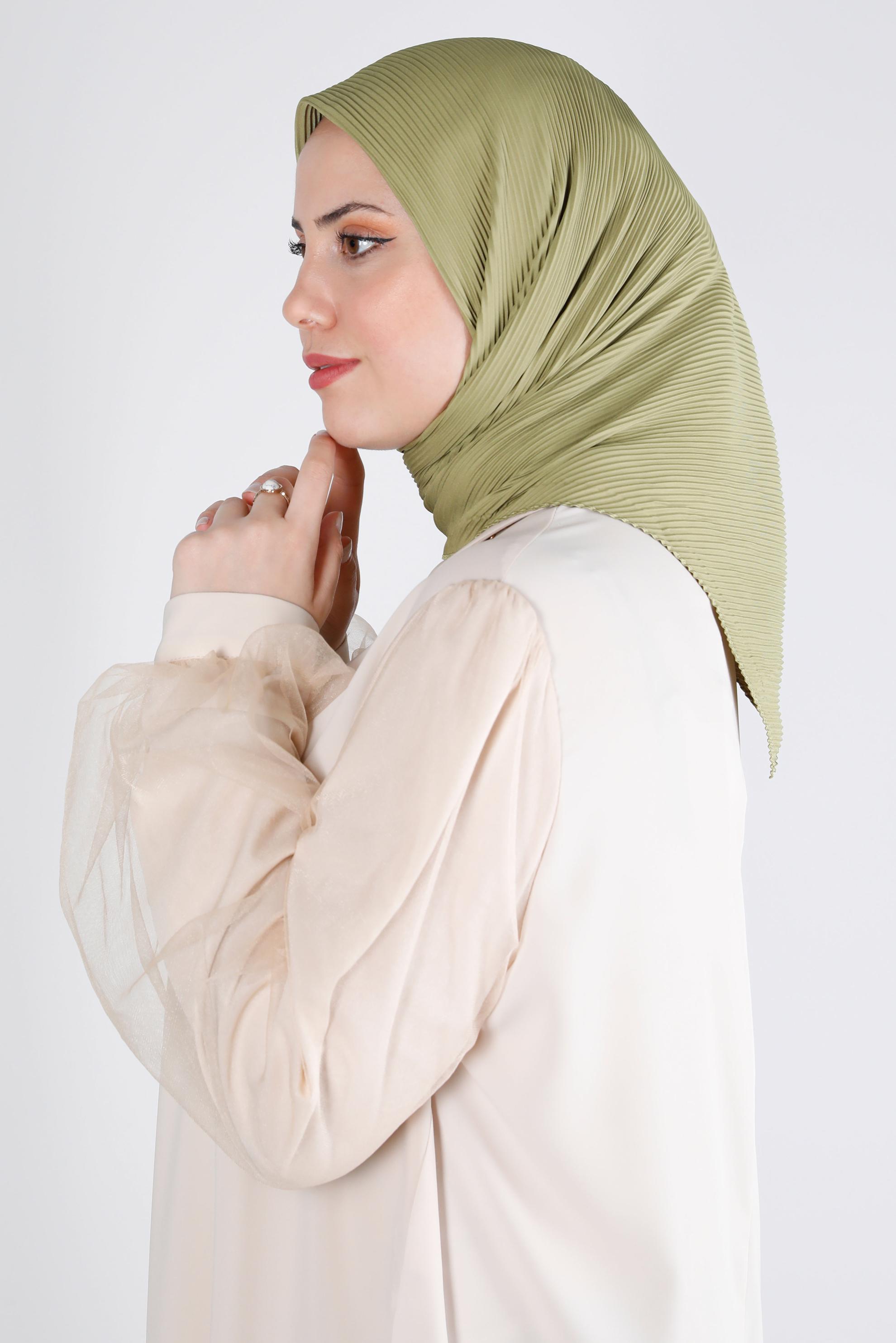 Tesettür giyim YEŞİL ALVİNA DÜZ EŞARP 8219