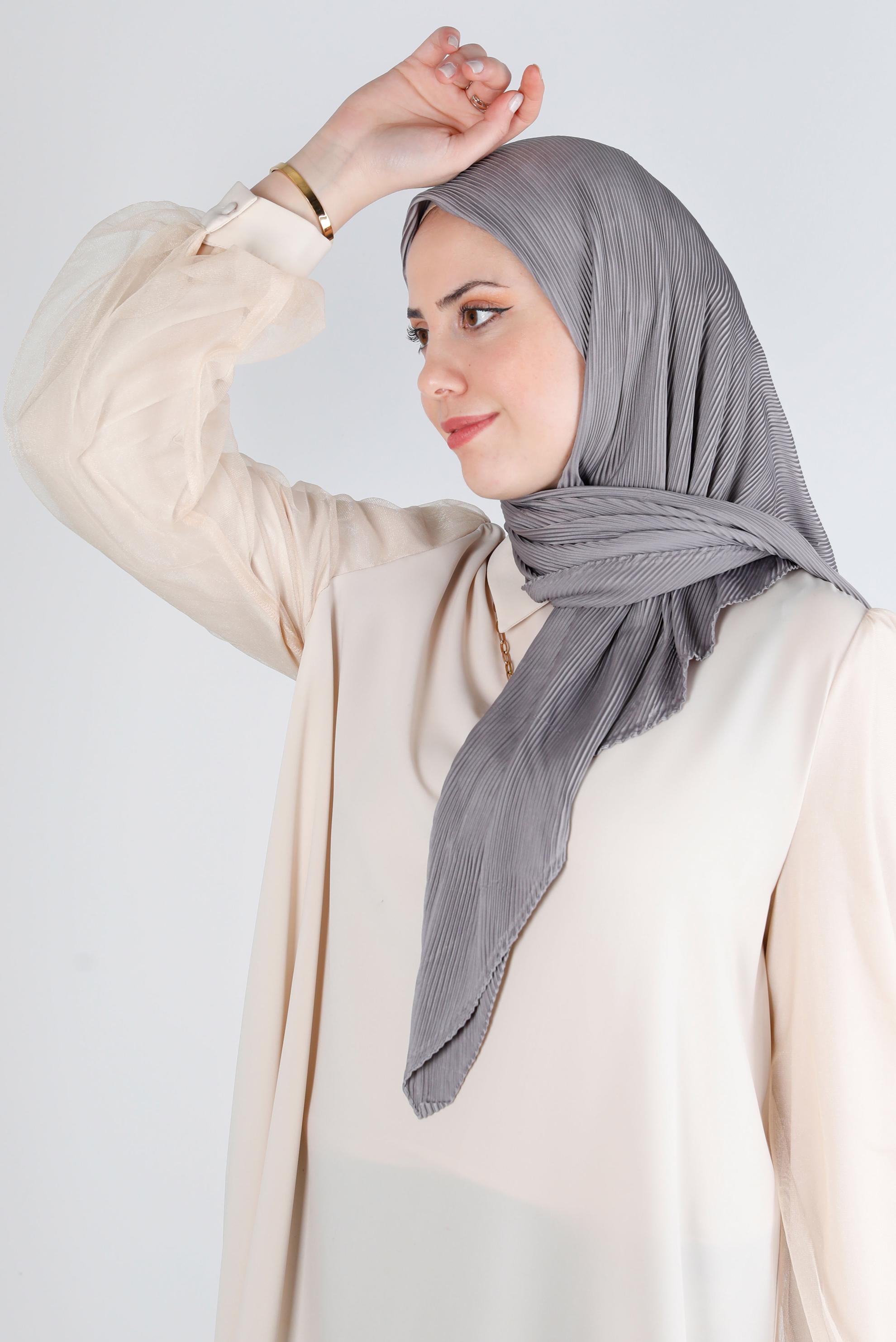 Tesettür giyim GRİ ALVİNA DÜZ EŞARP 8219