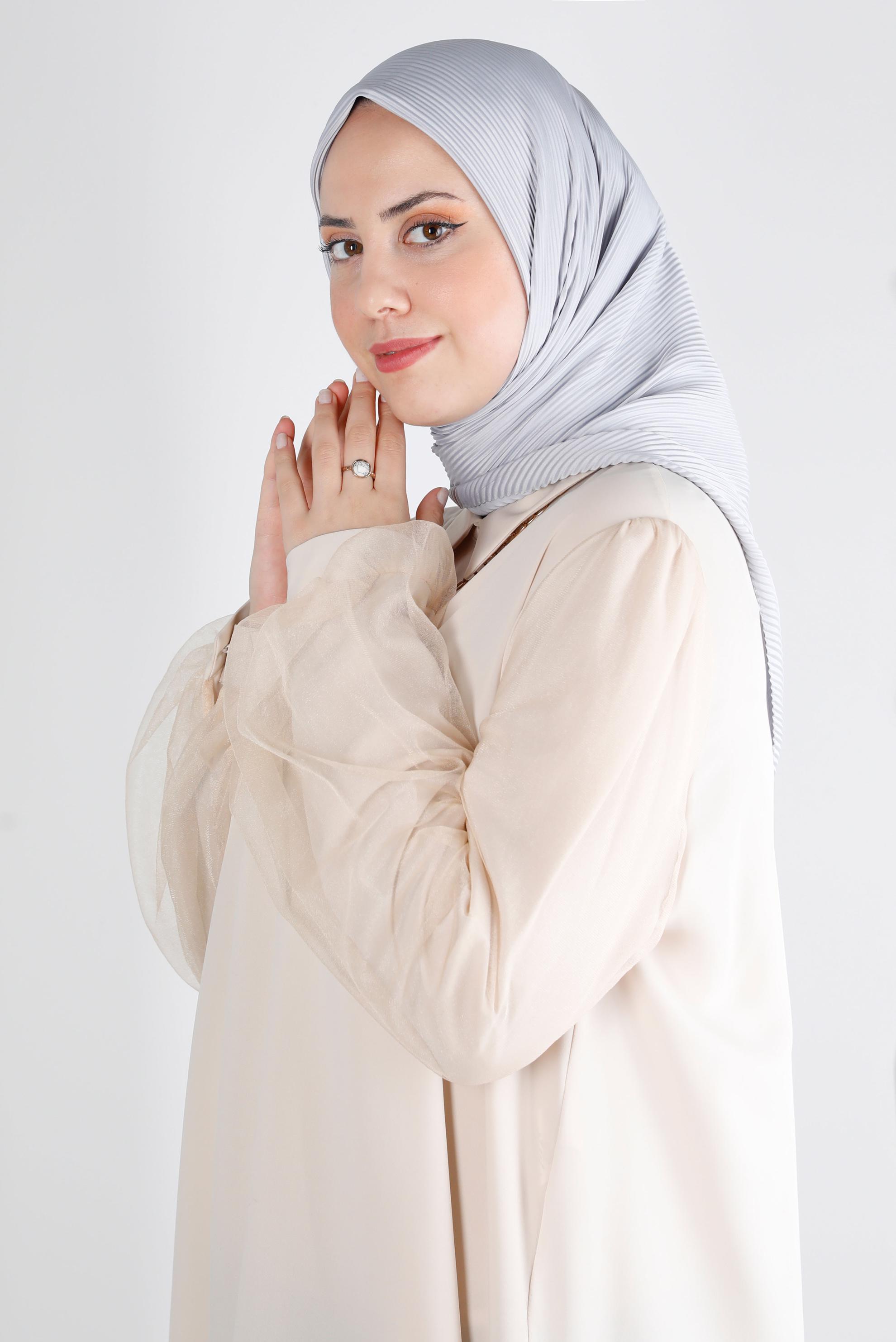 Tesettür giyim GÜMÜŞ ALVİNA DÜZ EŞARP 8219