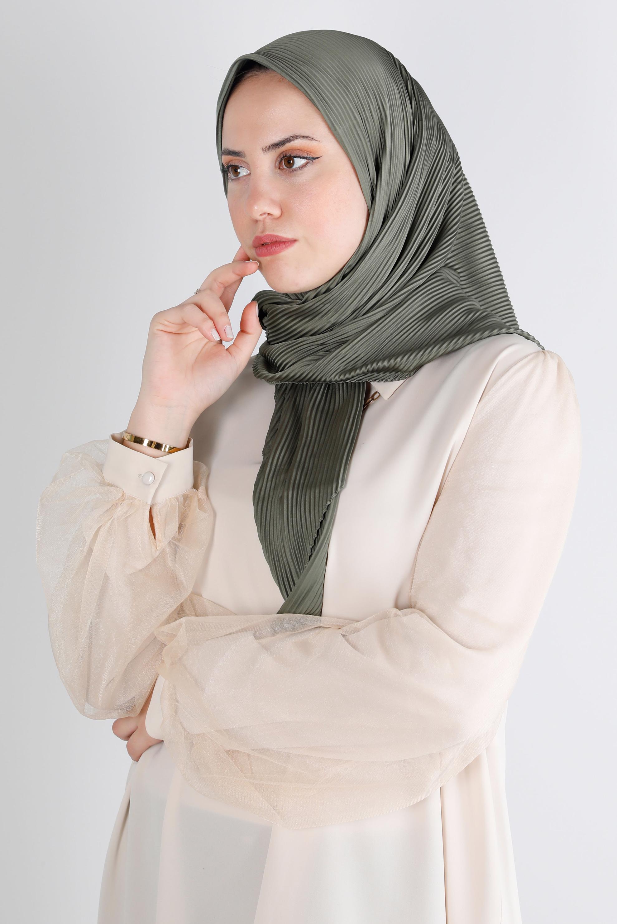 Tesettür giyim HAKİ ALVİNA DÜZ EŞARP 8219