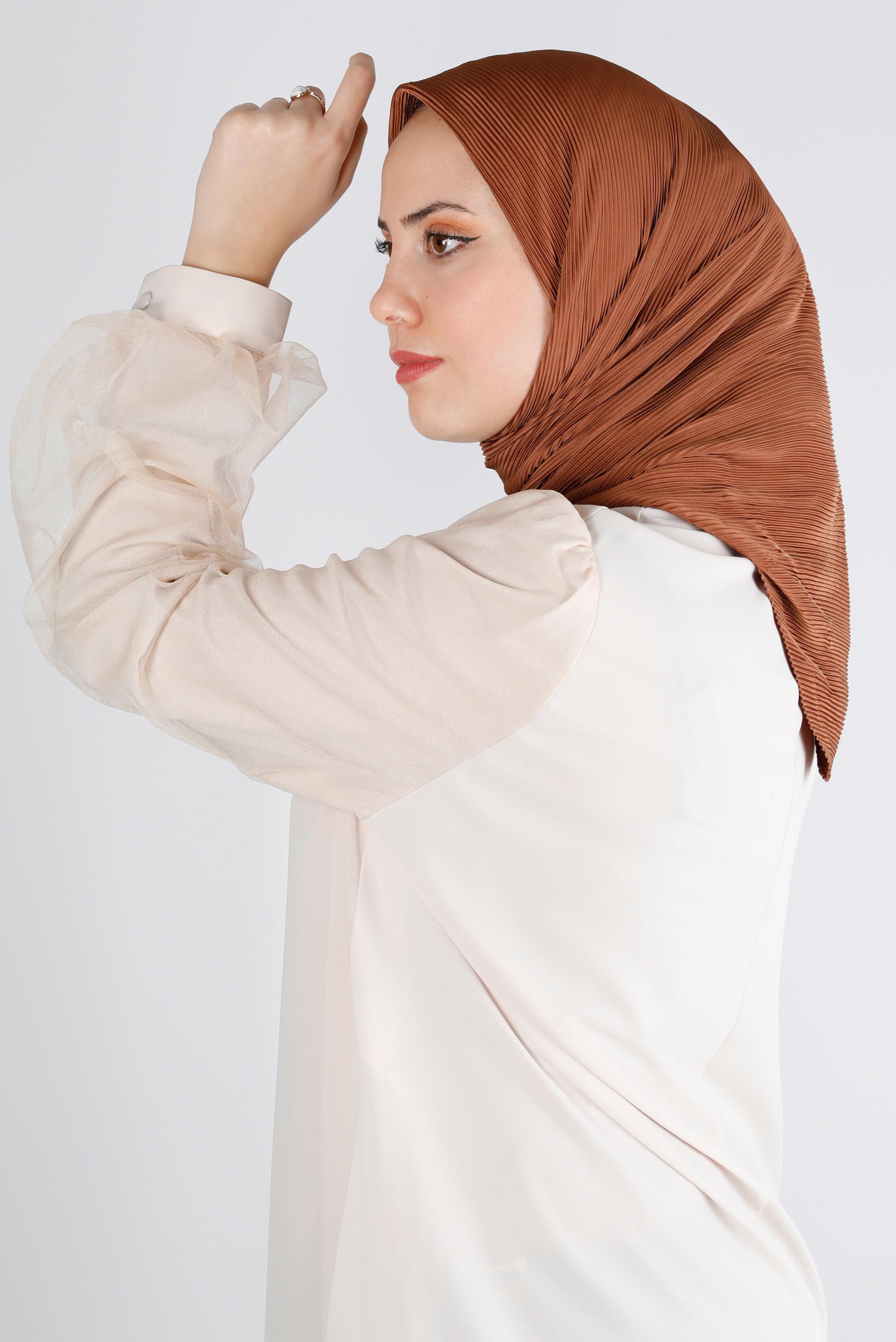 Tesettür giyim TABA ALVİNA DÜZ EŞARP 8219