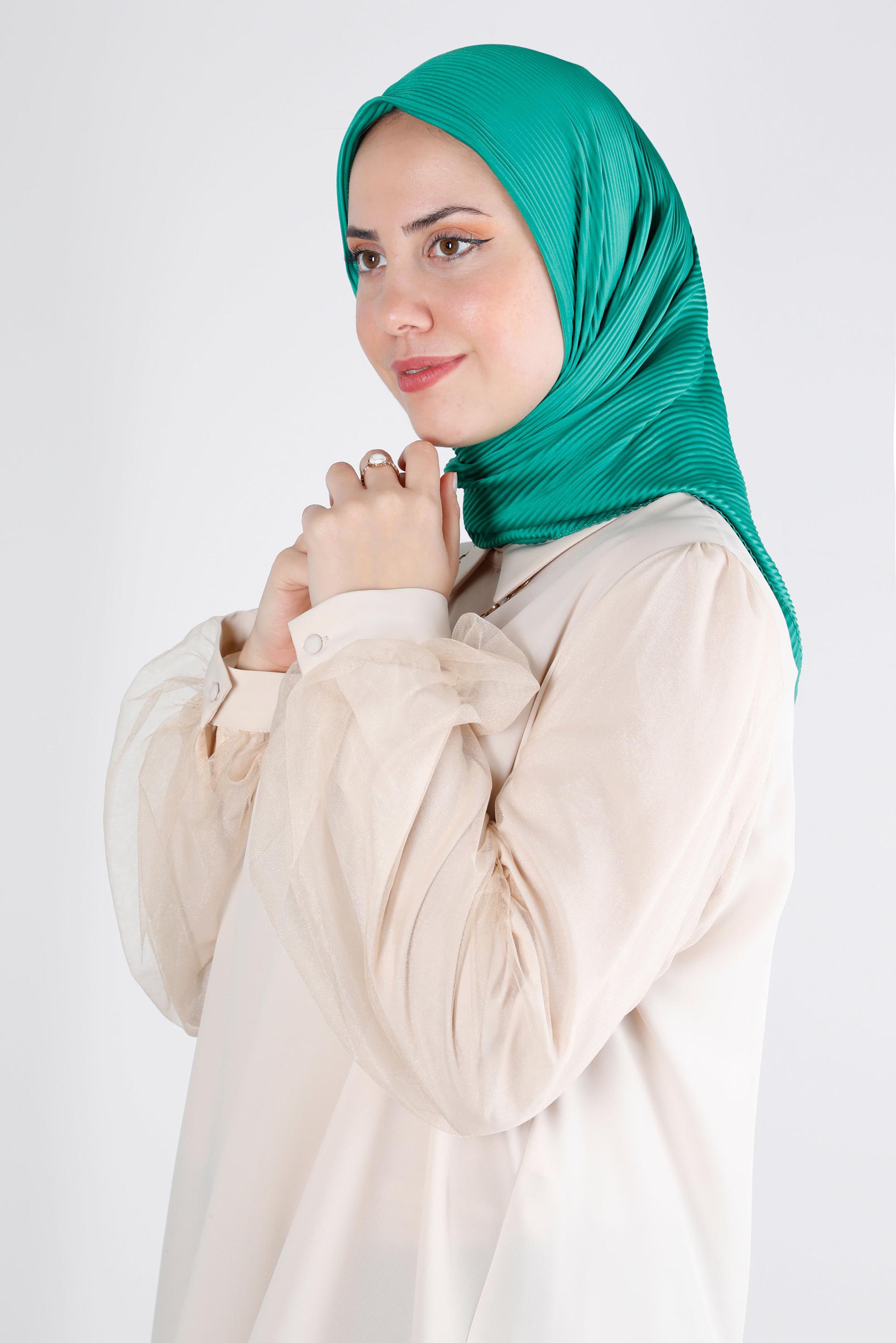 Tesettür giyim YEŞİL ALVİNA DÜZ EŞARP 8219