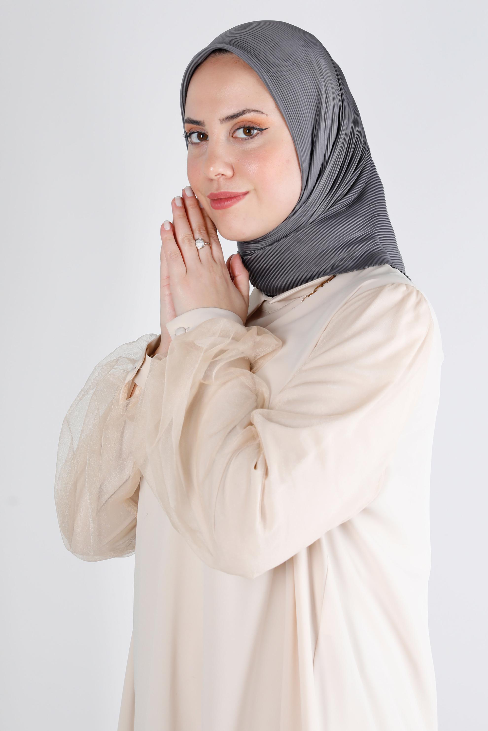 Tesettür giyim GRİ ALVİNA DÜZ EŞARP 8219