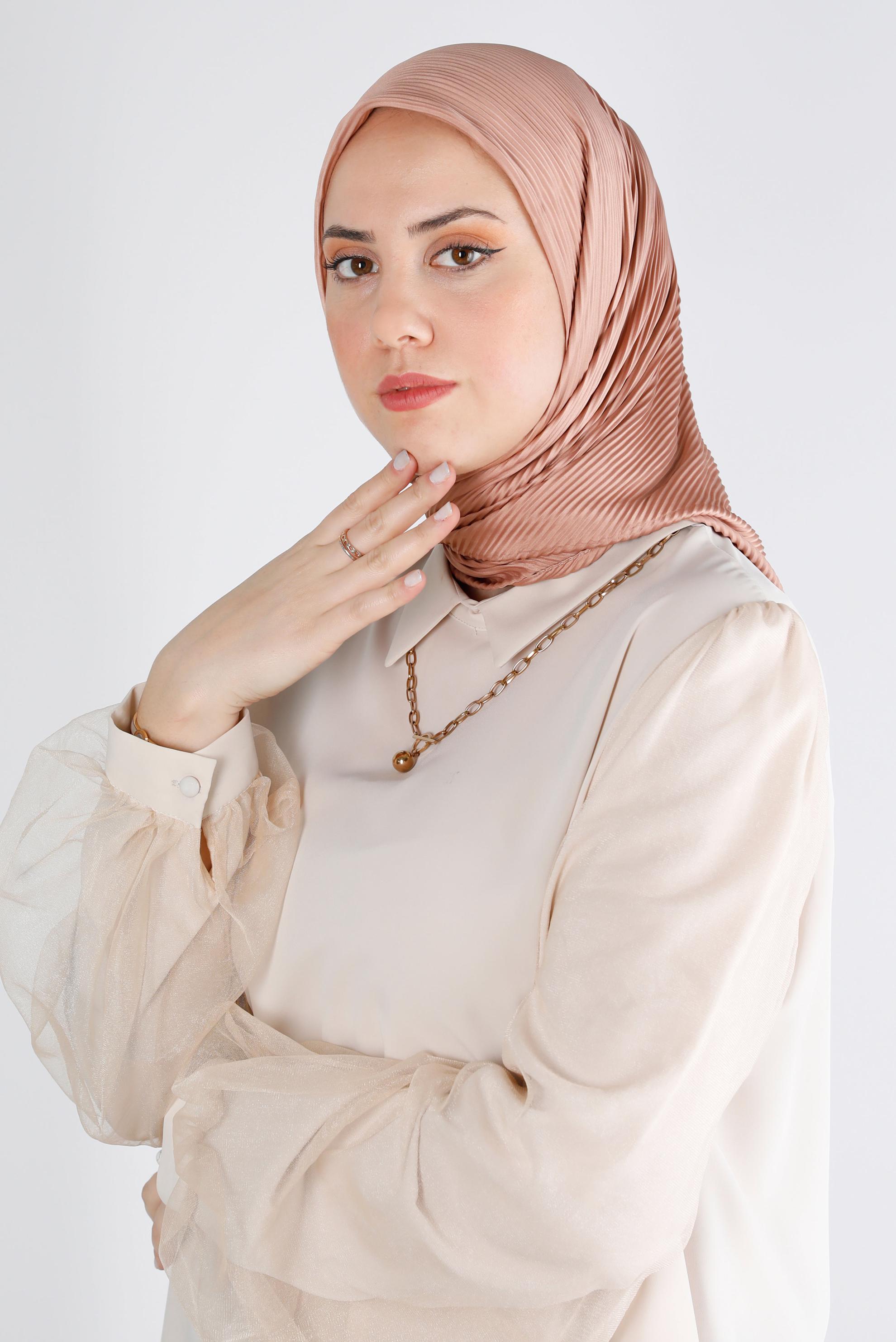 Tesettür giyim PUDRA ALVİNA DÜZ EŞARP 8219