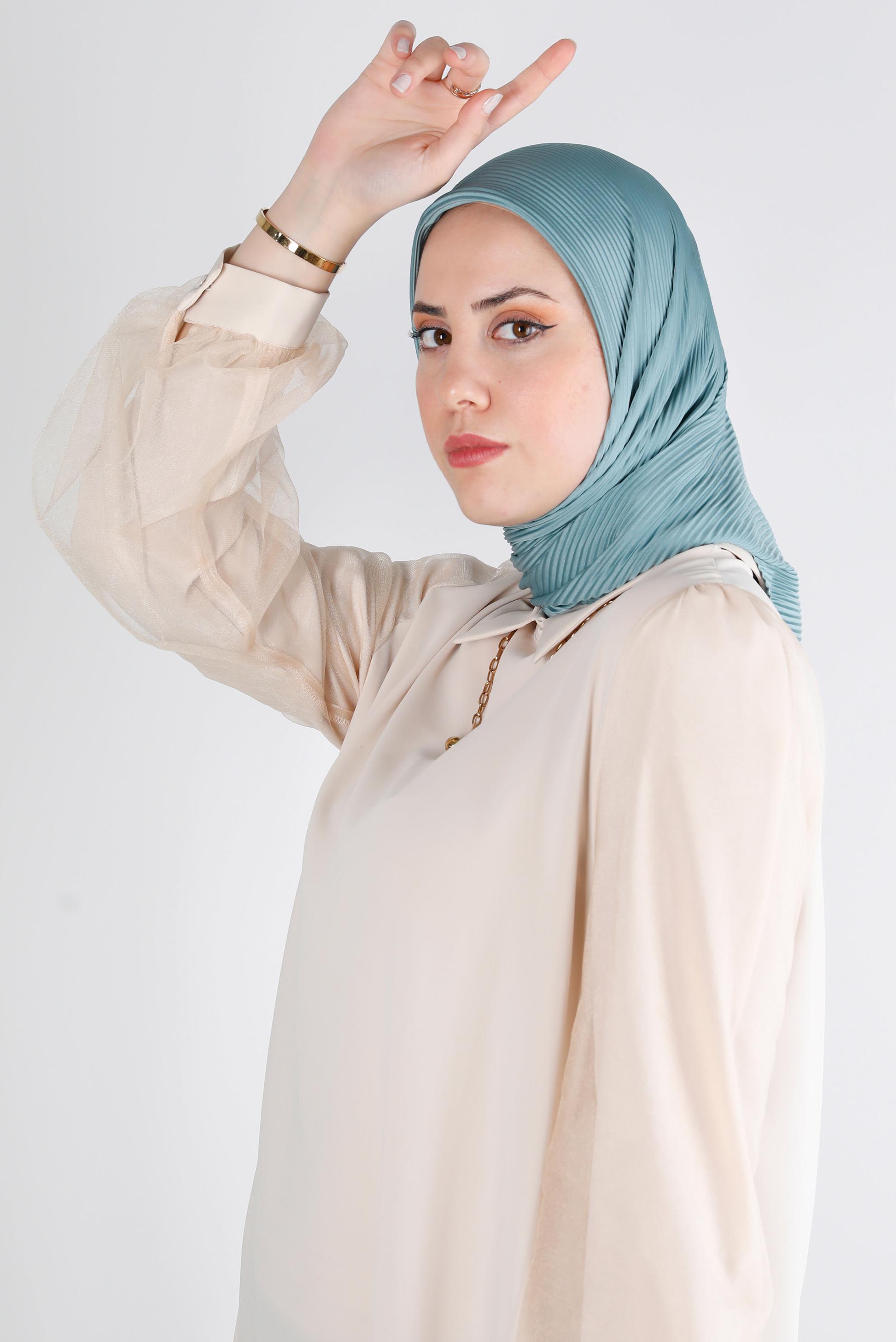 Tesettür giyim YEŞİL ALVİNA DÜZ EŞARP 8219