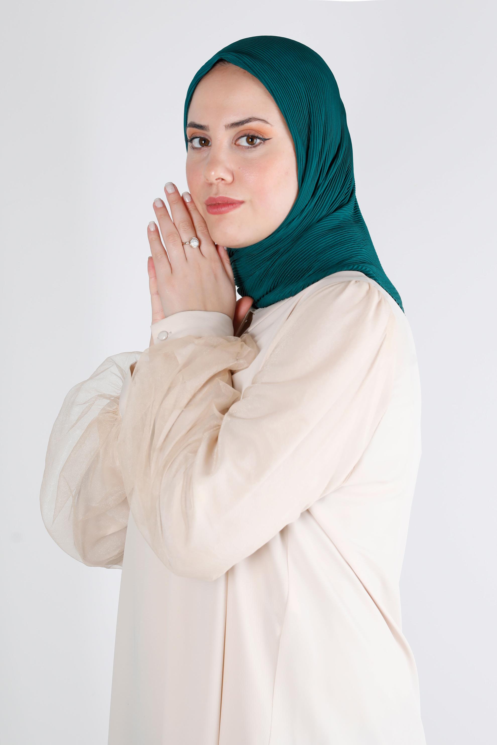 Tesettür giyim YEŞİL ALVİNA DÜZ EŞARP 8219