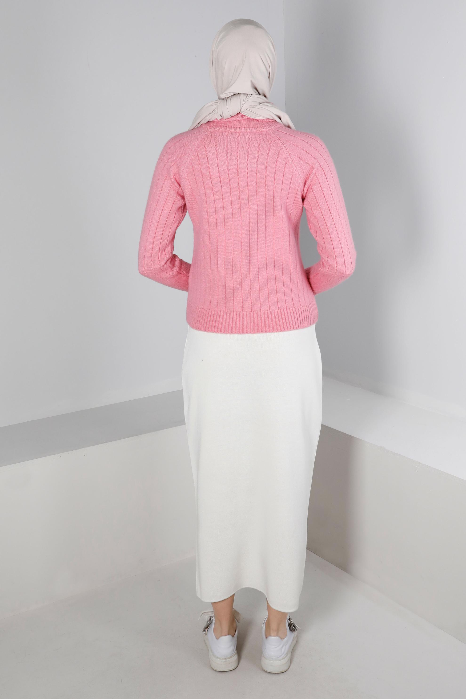 Vêtements hijab BLANC JUPE EN MAILLE À TAILLE ÉLASTIQUE 60321