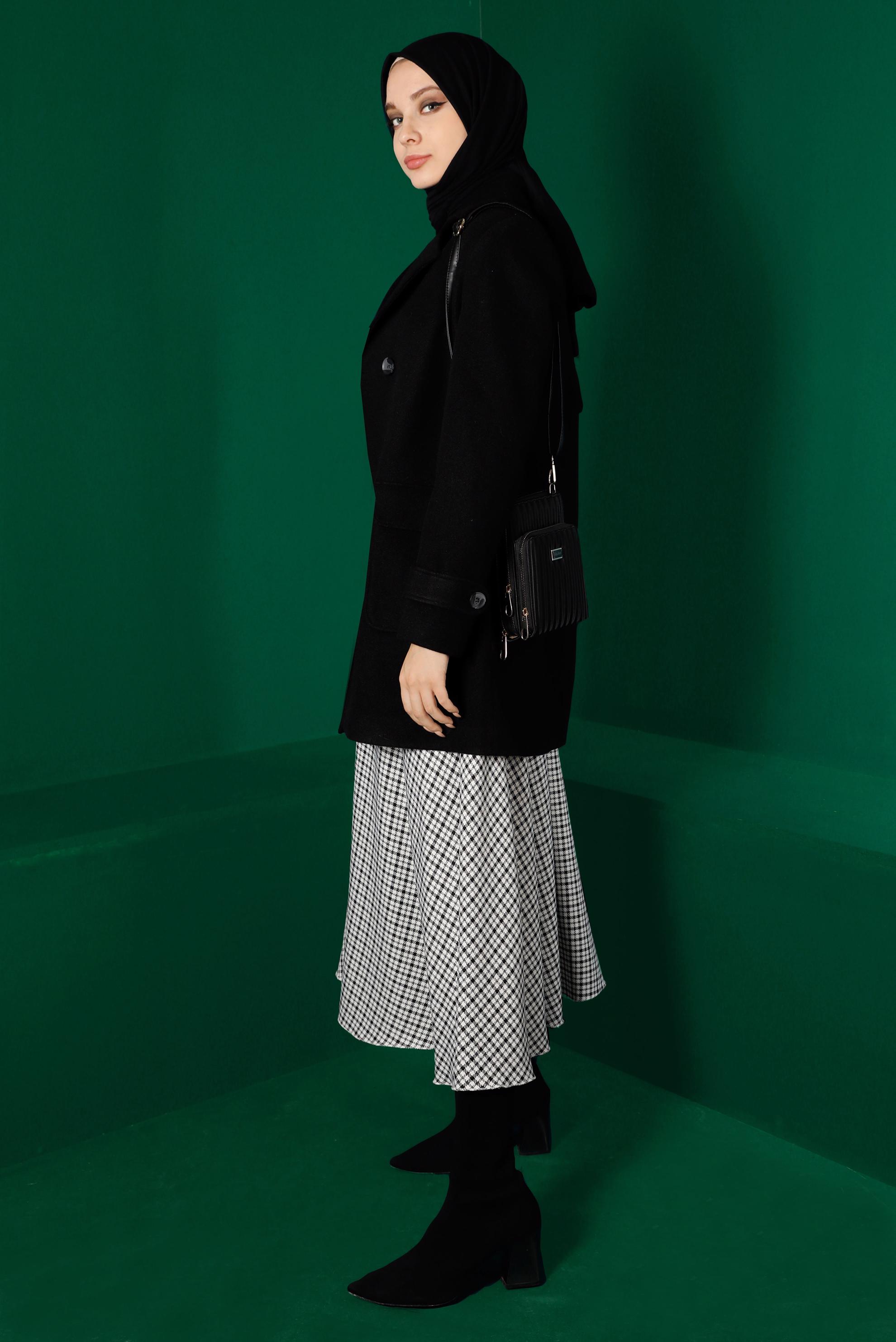 Hijab clothing WHITE PLAID PATTERN BELTED SKIRT 60325