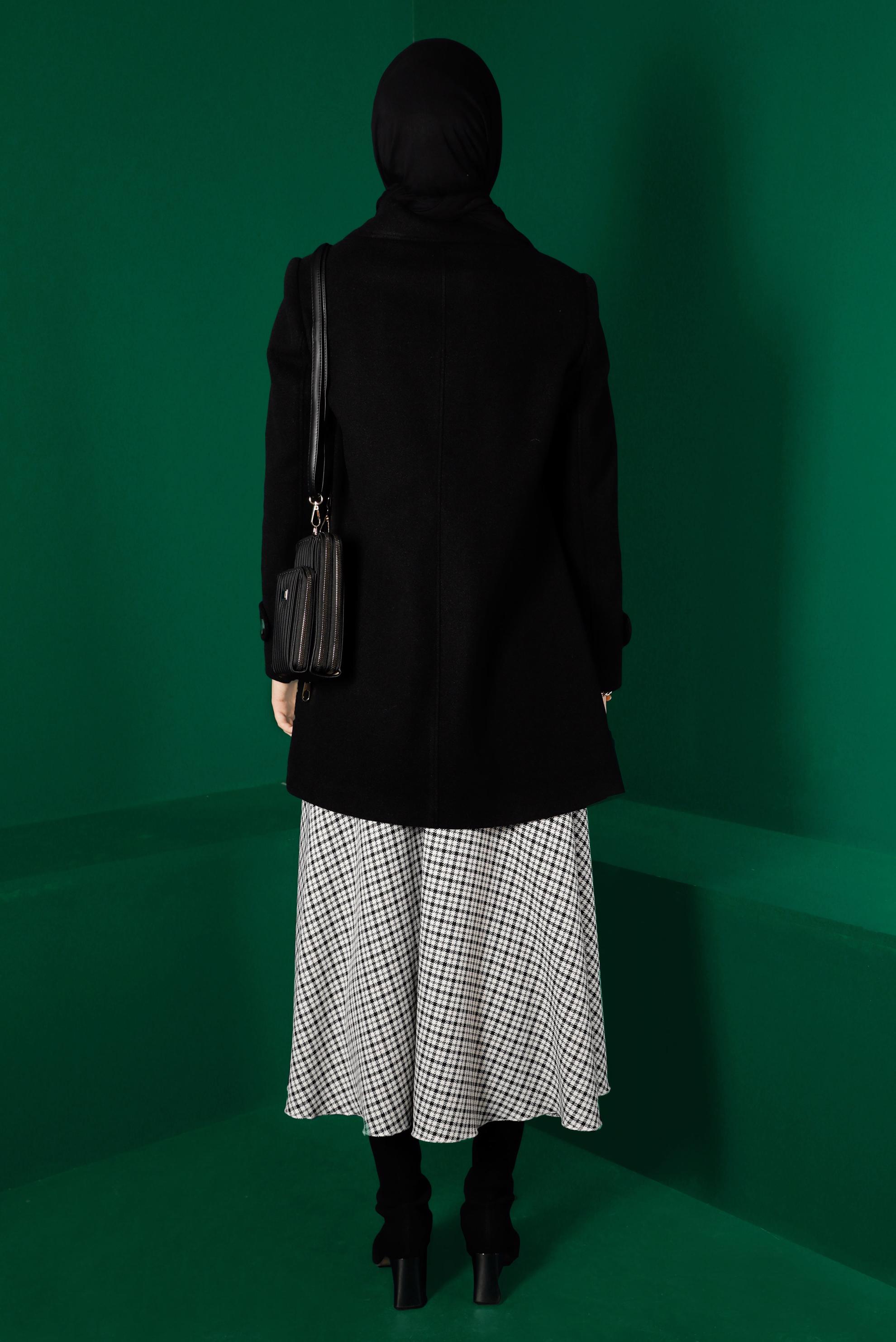 Hijab clothing WHITE PLAID PATTERN BELTED SKIRT 60325