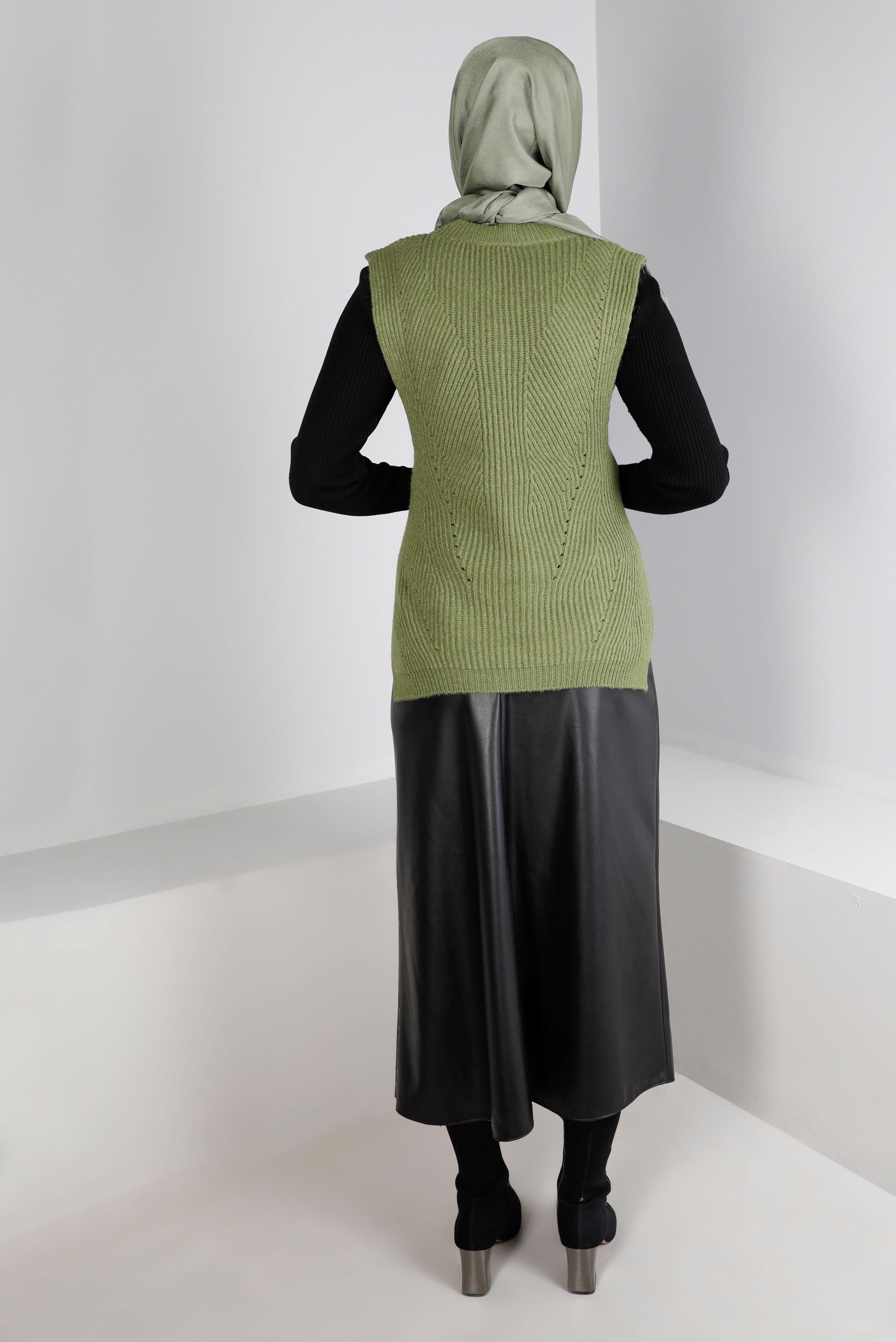 Tesettür giyim SİYAH KEMERLİ FERMUARLI ETEK 60326