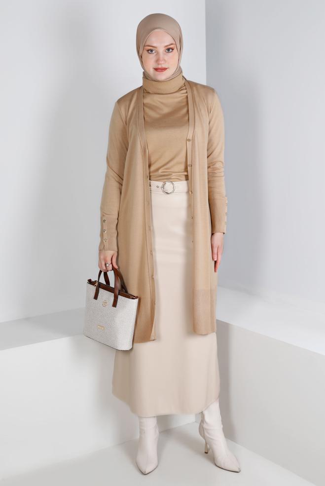 Vêtements hijab  JUPE ZIPPÉE À CEINTURE 60326 - ALVİNA