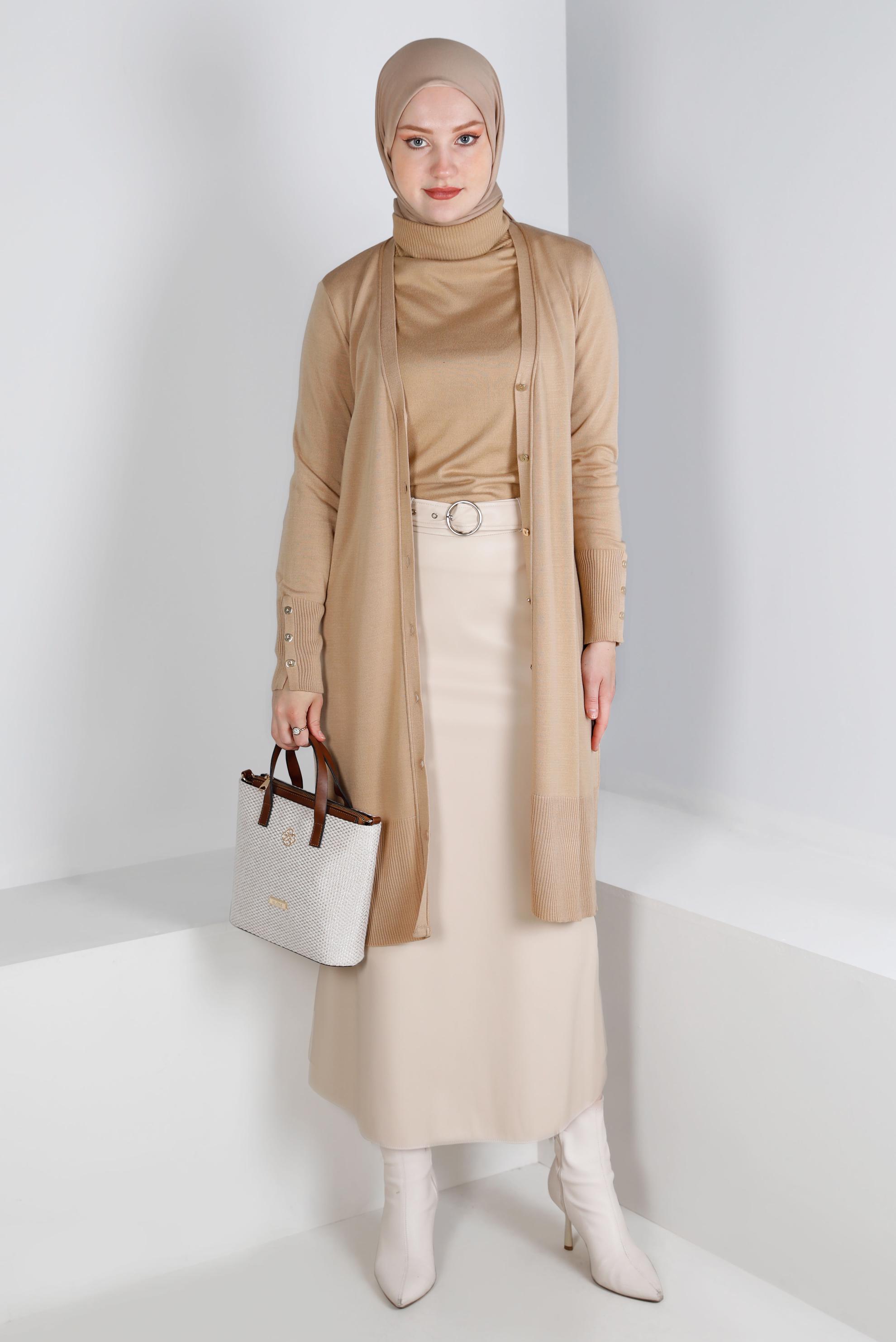 Vêtements hijab BEIGE JUPE ZIPPÉE À CEINTURE 60326