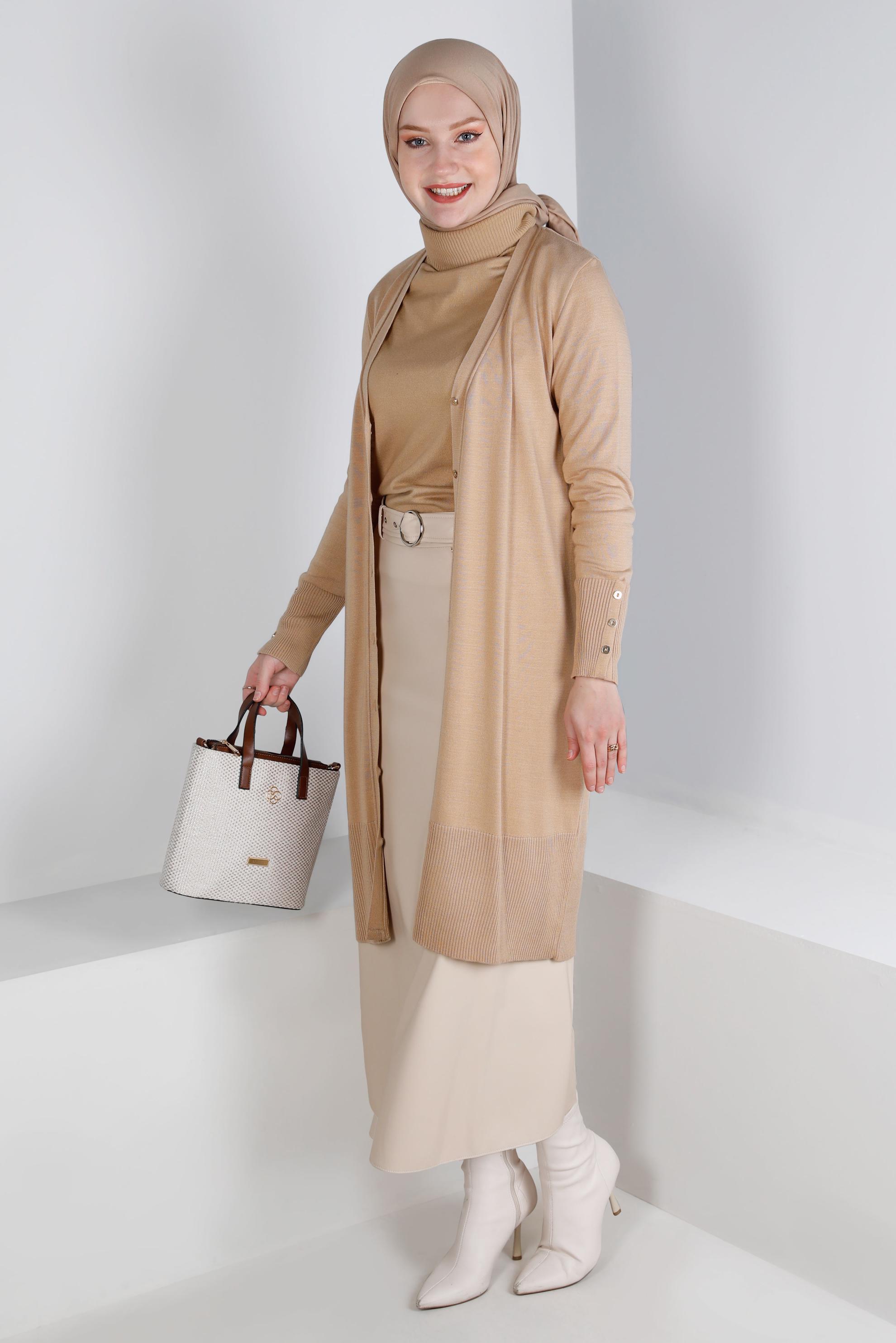 Vêtements hijab BEIGE JUPE ZIPPÉE À CEINTURE 60326