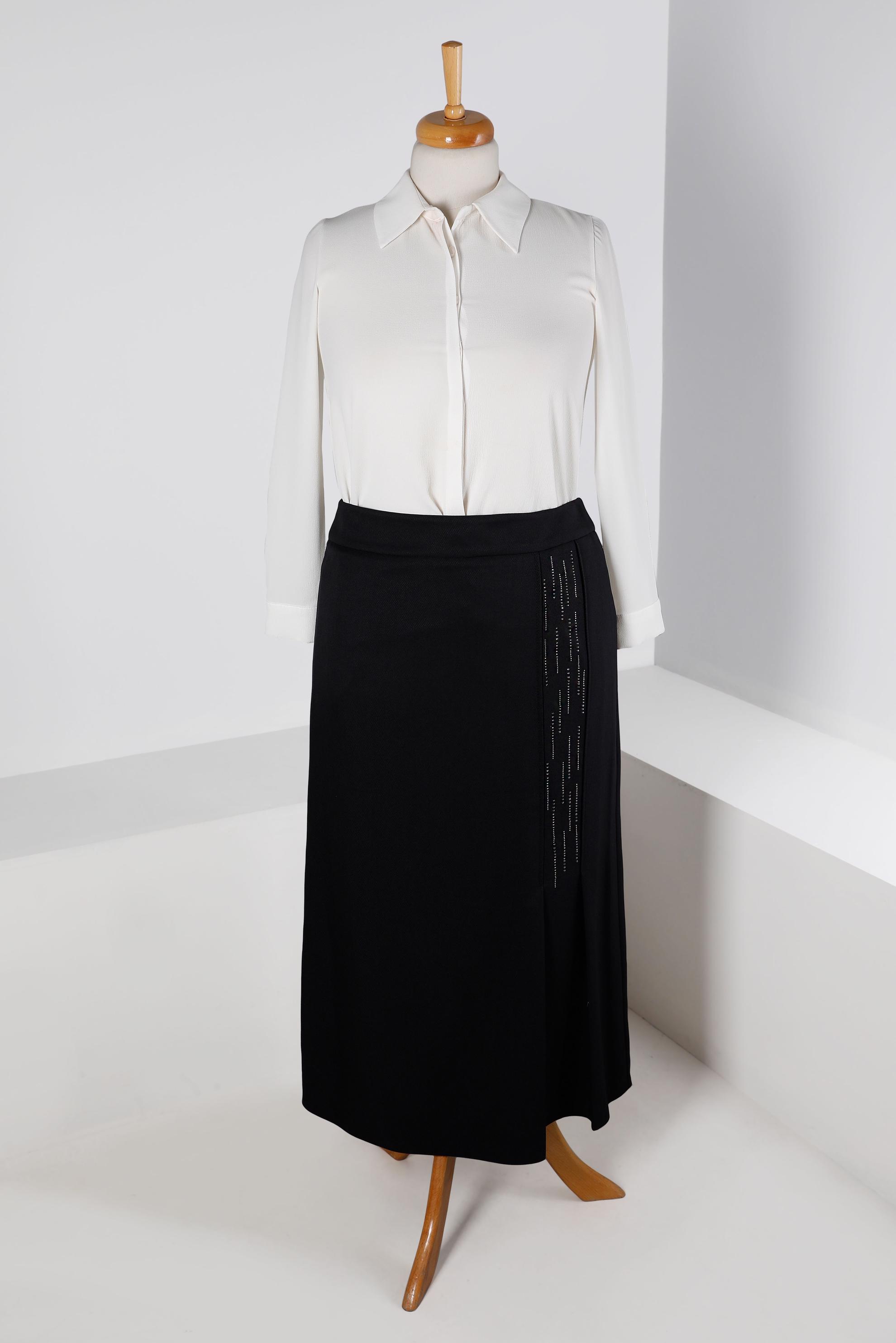 Tesettür giyim SİYAH DÜZ KESİM ETEK 60327