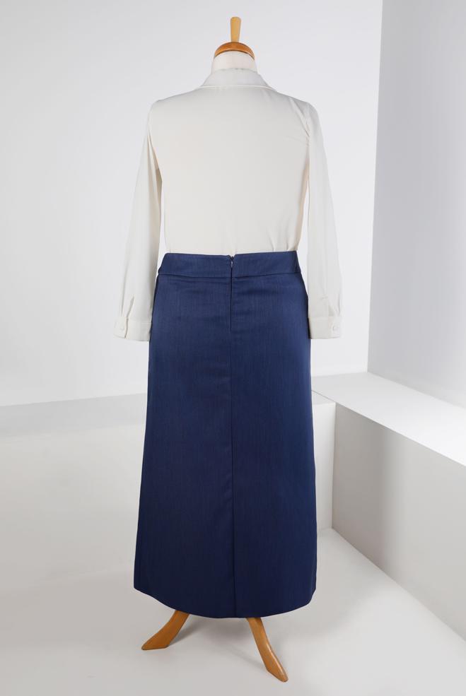 Tesettür giyim LACİVERT DÜZ KESİM ETEK 60327 - ALVİNA