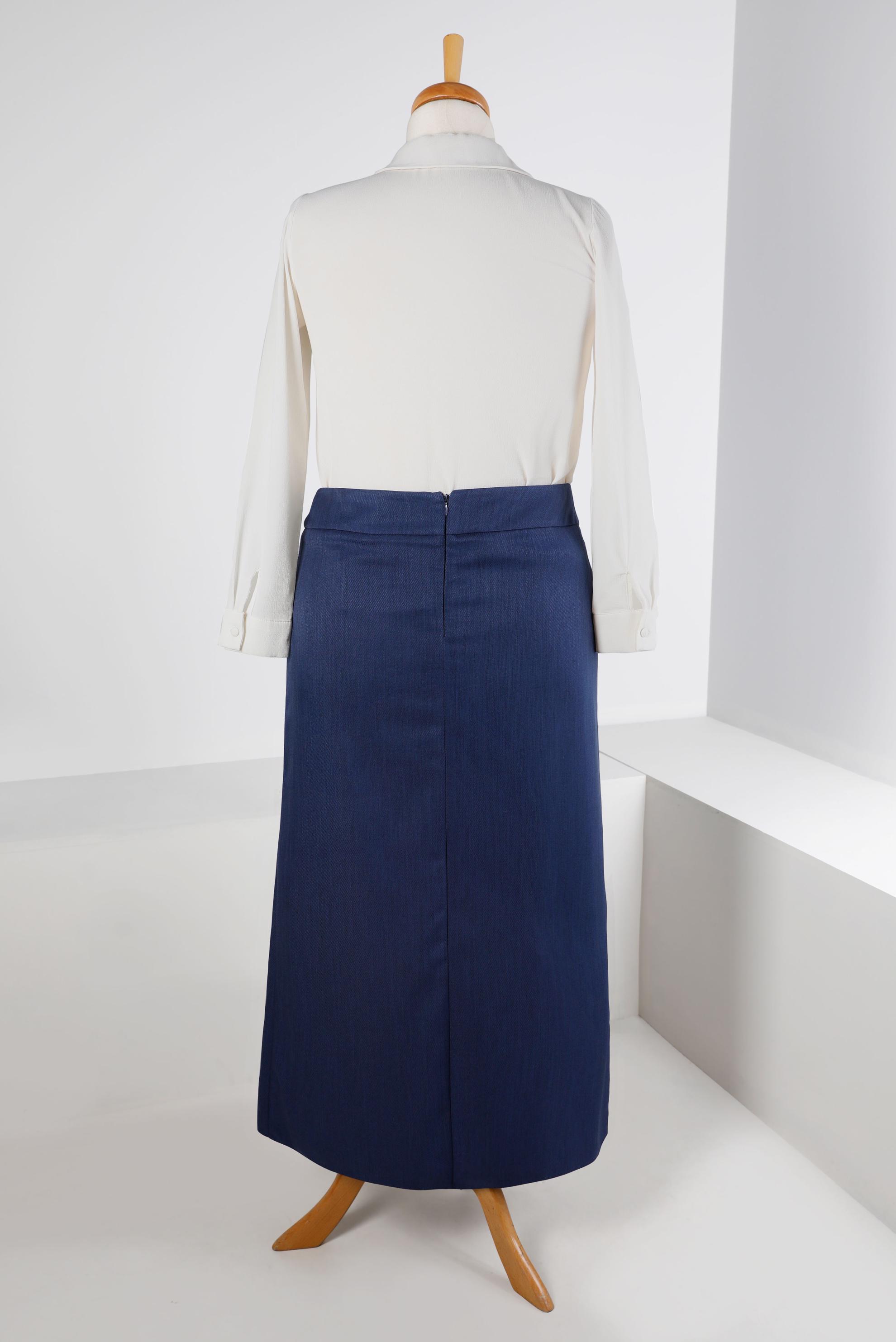 Tesettür giyim LACİVERT DÜZ KESİM ETEK 60327