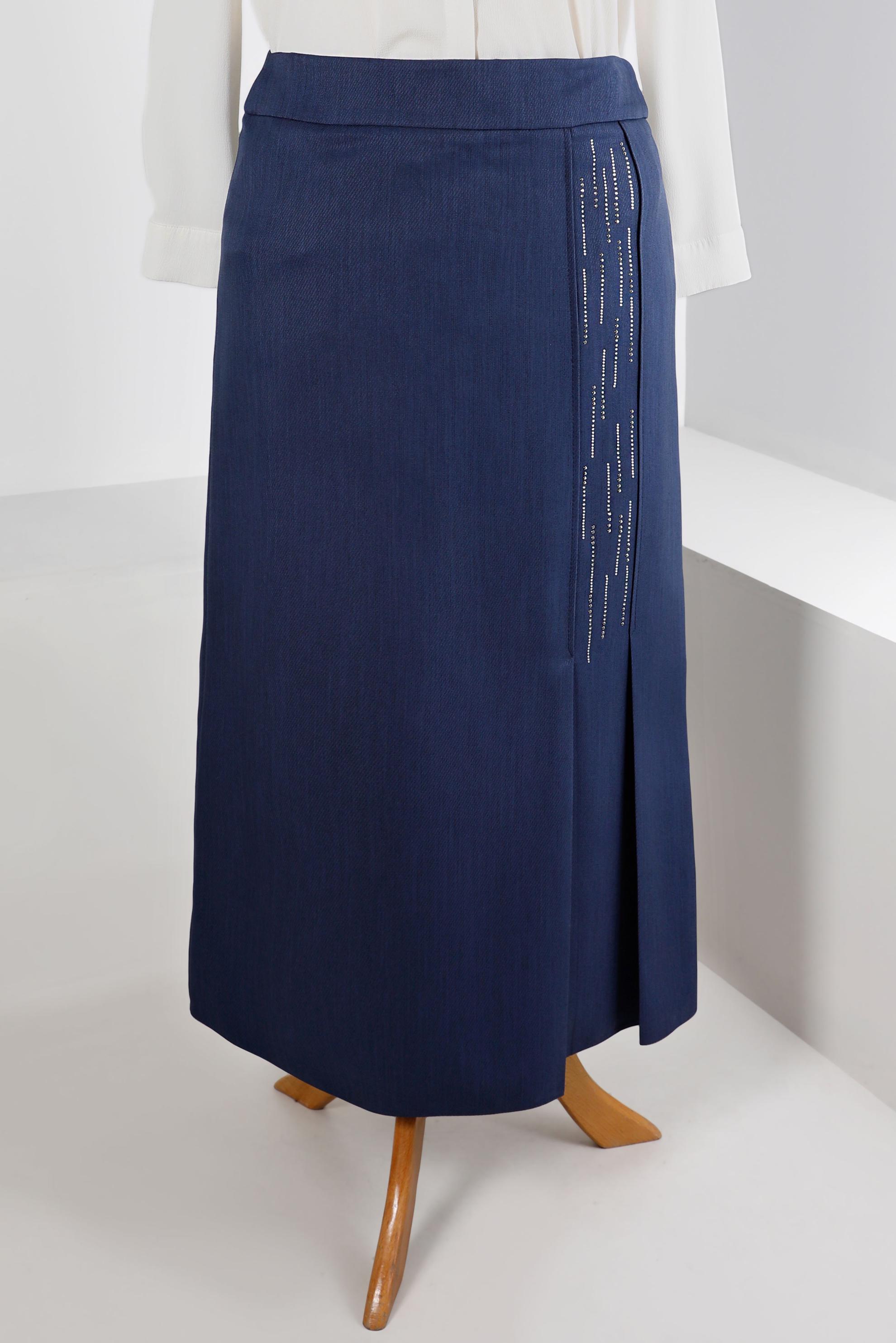 Tesettür giyim LACİVERT DÜZ KESİM ETEK 60327