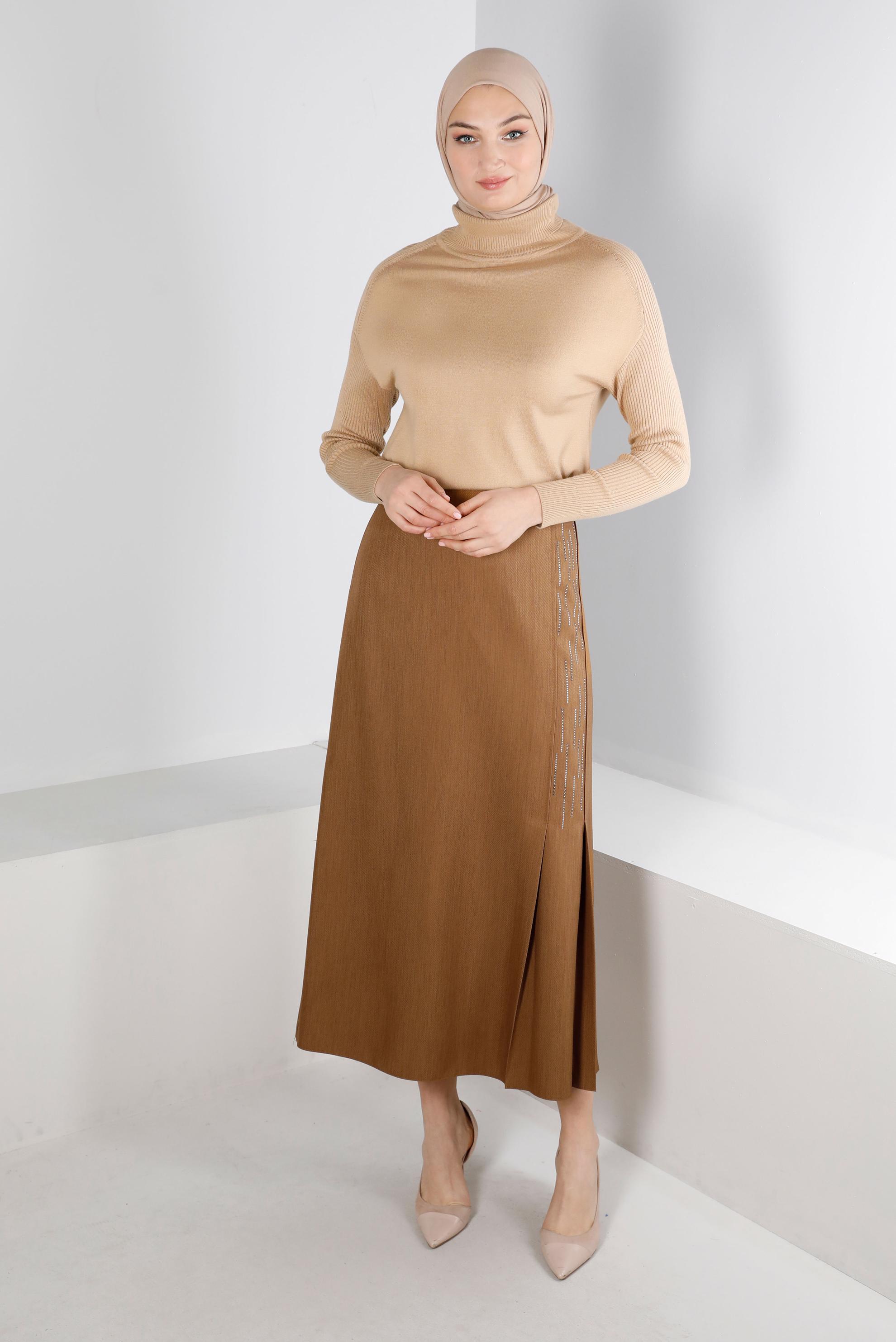 Hijab clothing BROWN STRAIGHT CUT SKIRT 60327