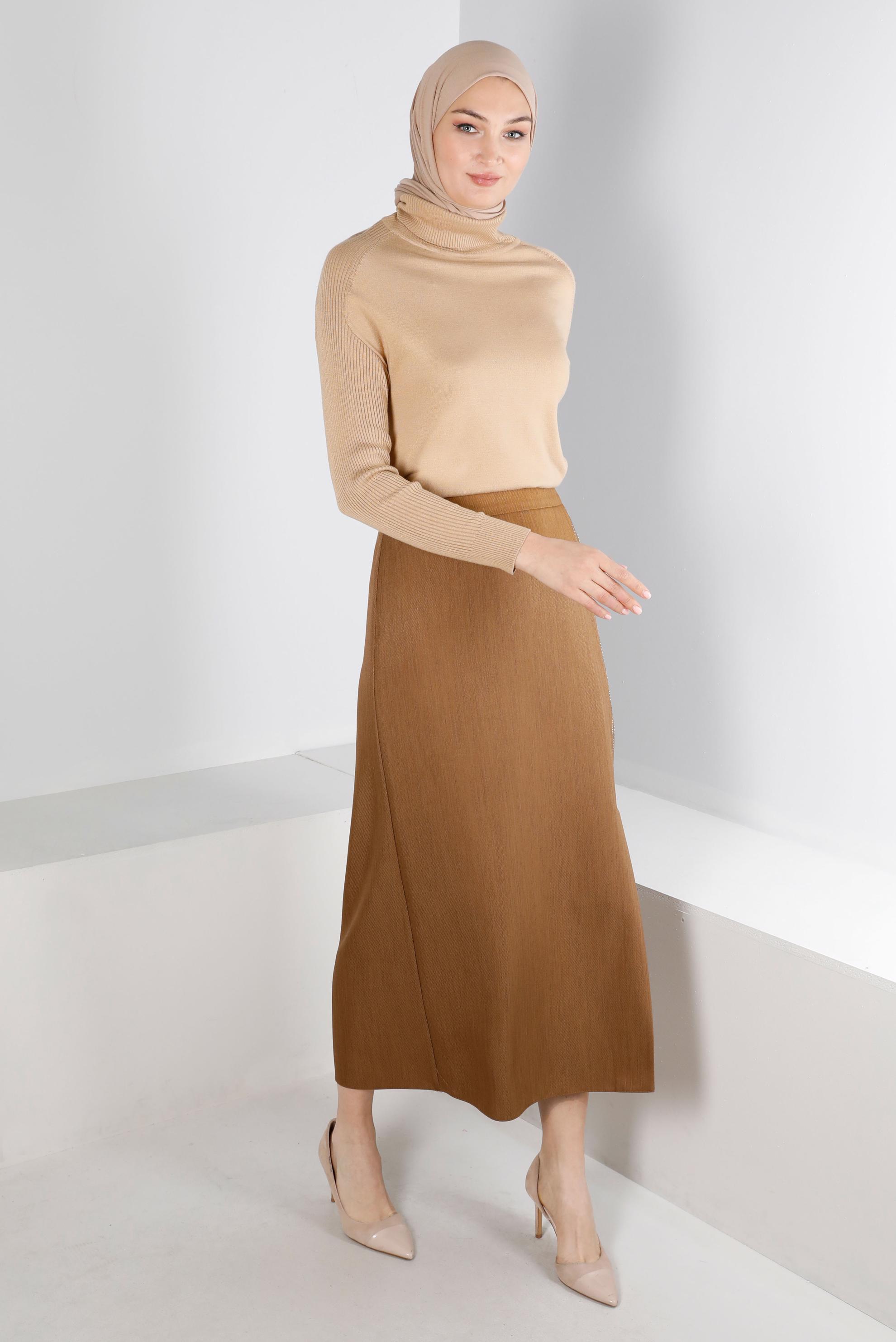 Hijab clothing BROWN STRAIGHT CUT SKIRT 60327