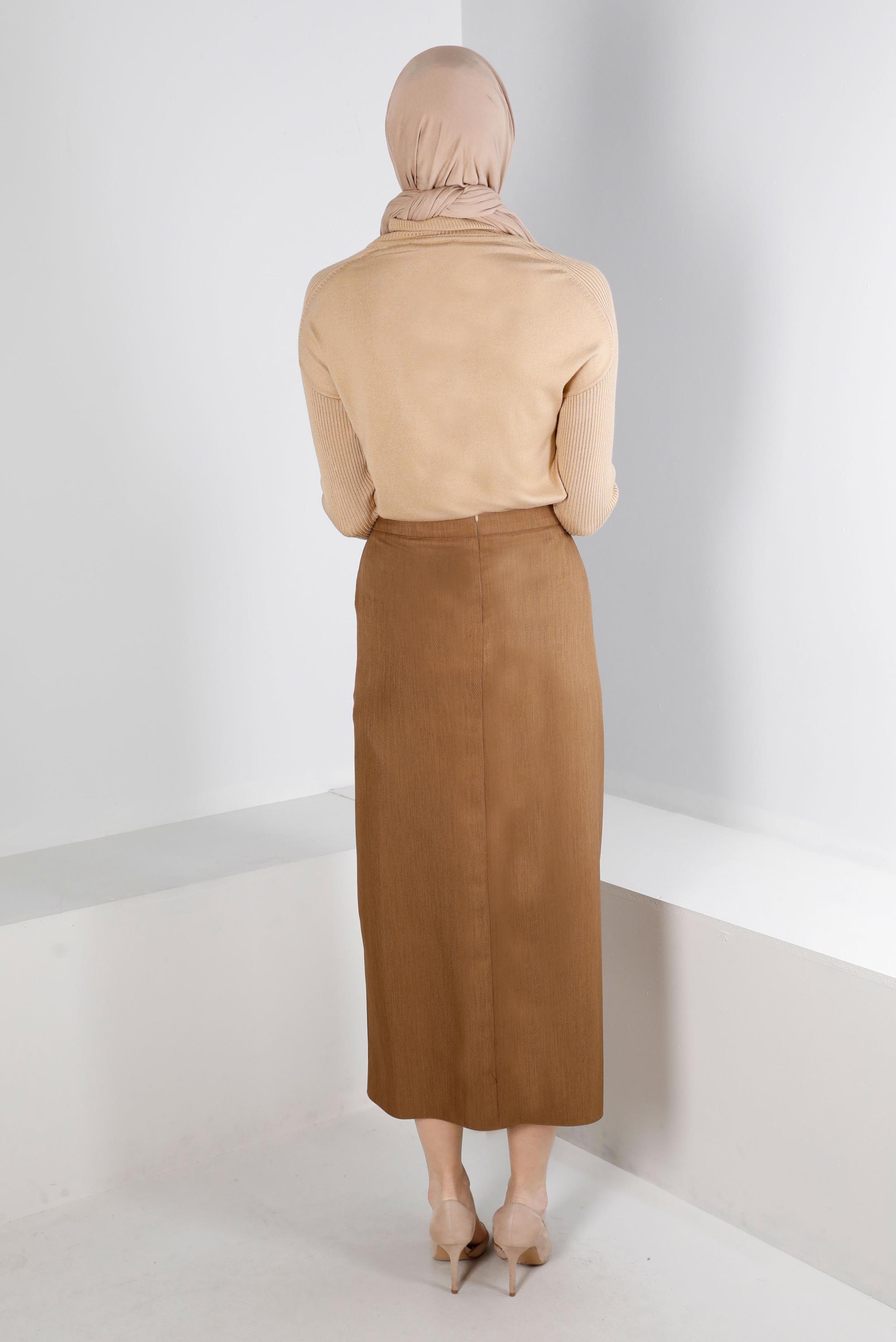 Hijab clothing BROWN STRAIGHT CUT SKIRT 60327