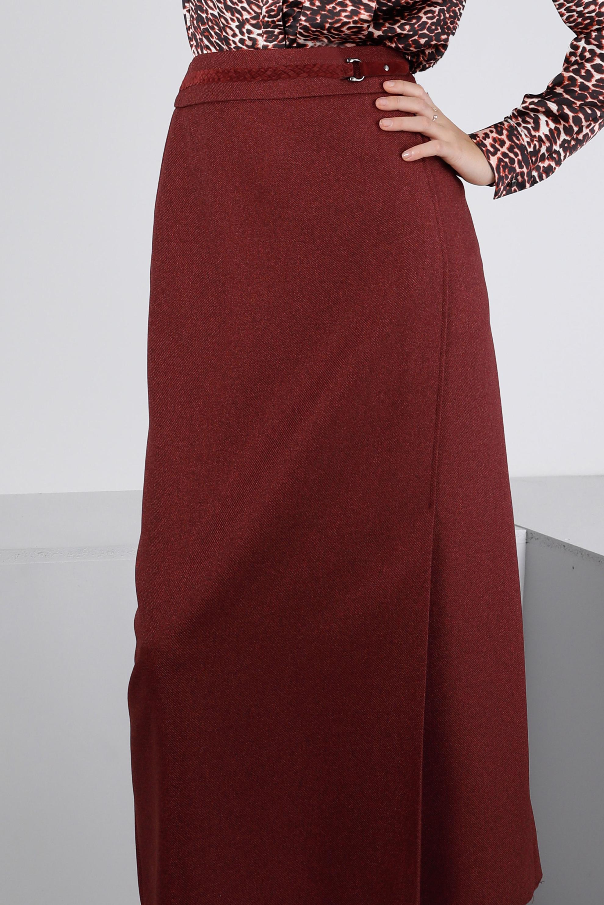 Tesettür giyim MÜRDÜM YANDAN YIRTMAÇLI KEMER DETAYLI ETEK 60328 