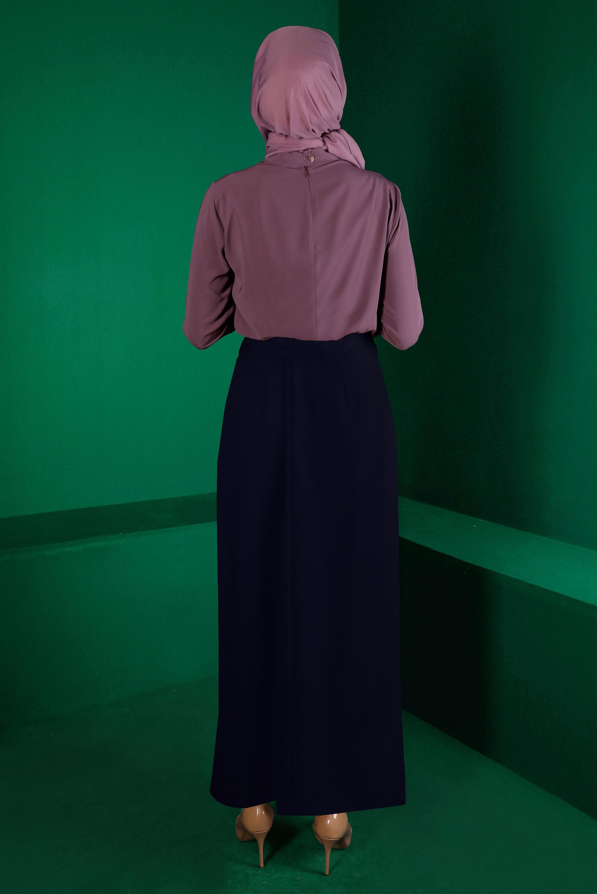 Vêtements hijab BLEU MARINE JUPE AVEC CEINTURE ET FENTE 60328