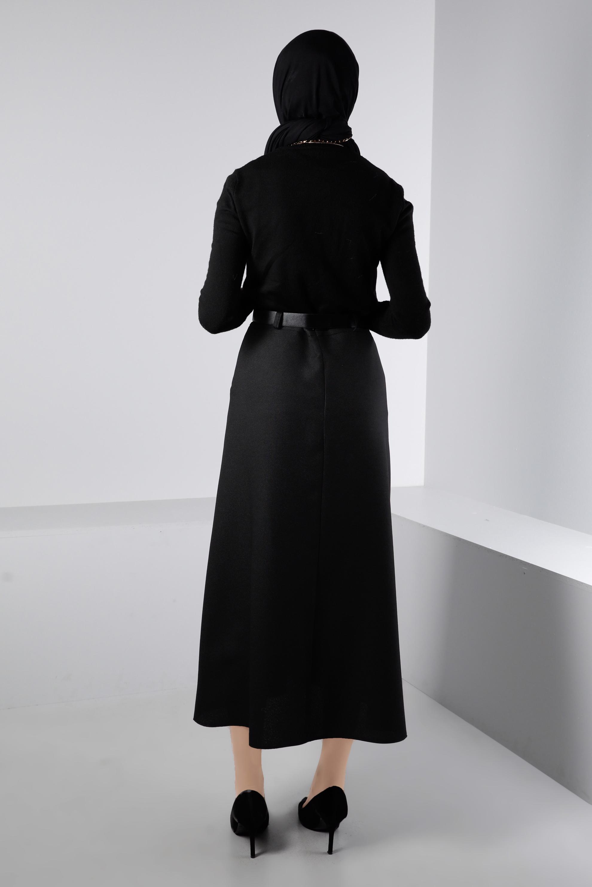 Vêtements hijab NOIR JUPE CEINTURÉE AVEC POCHE 60334