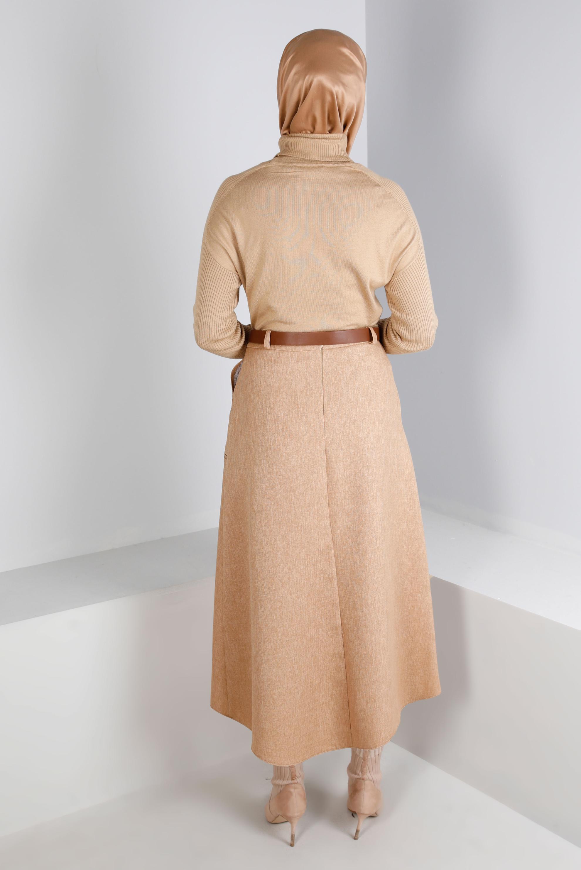 Vêtements hijab BRUN JUPE CEINTURÉE AVEC POCHE 60334