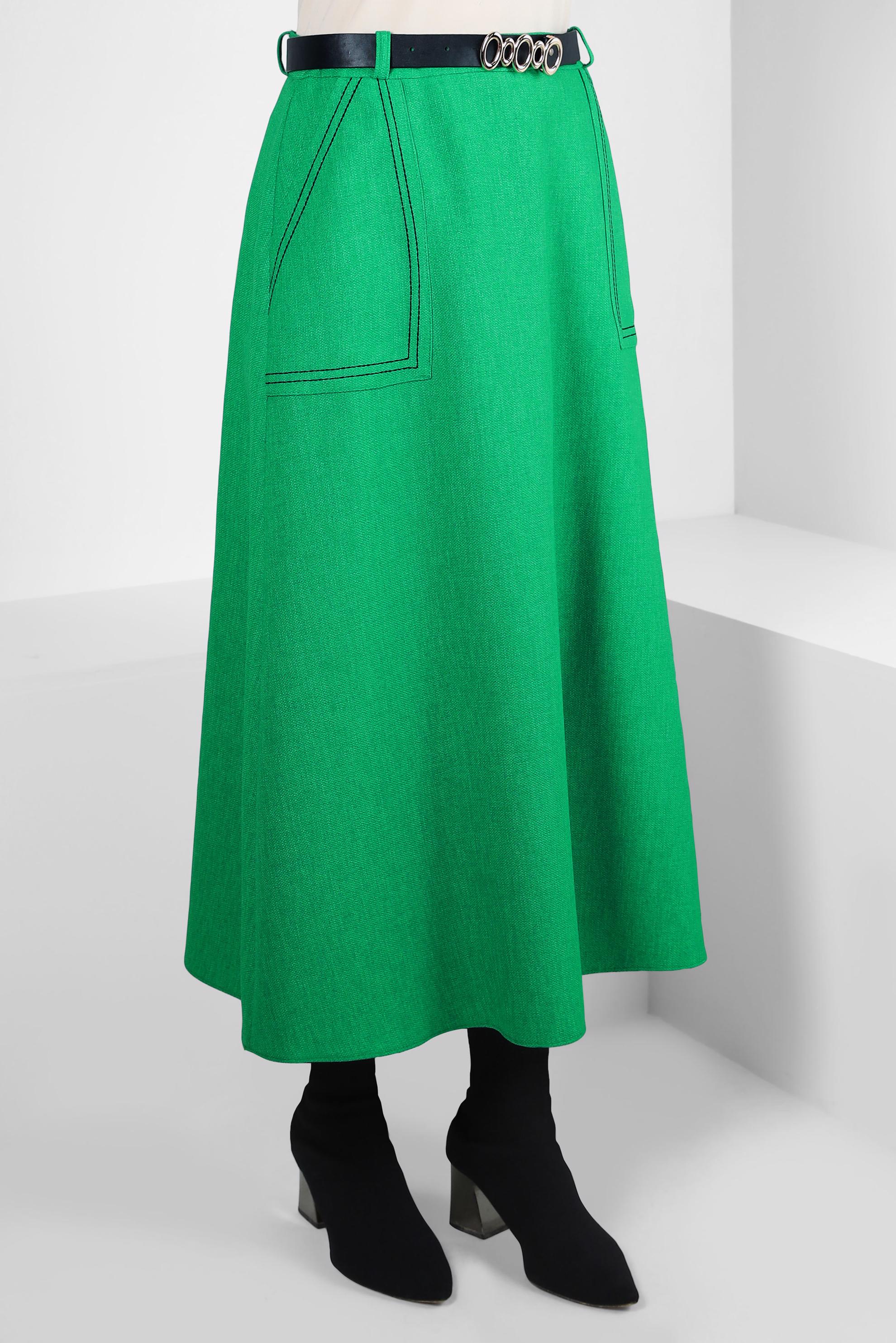 Hijab clothing GREEN BELTED SKIRT WITH POCKET 60334