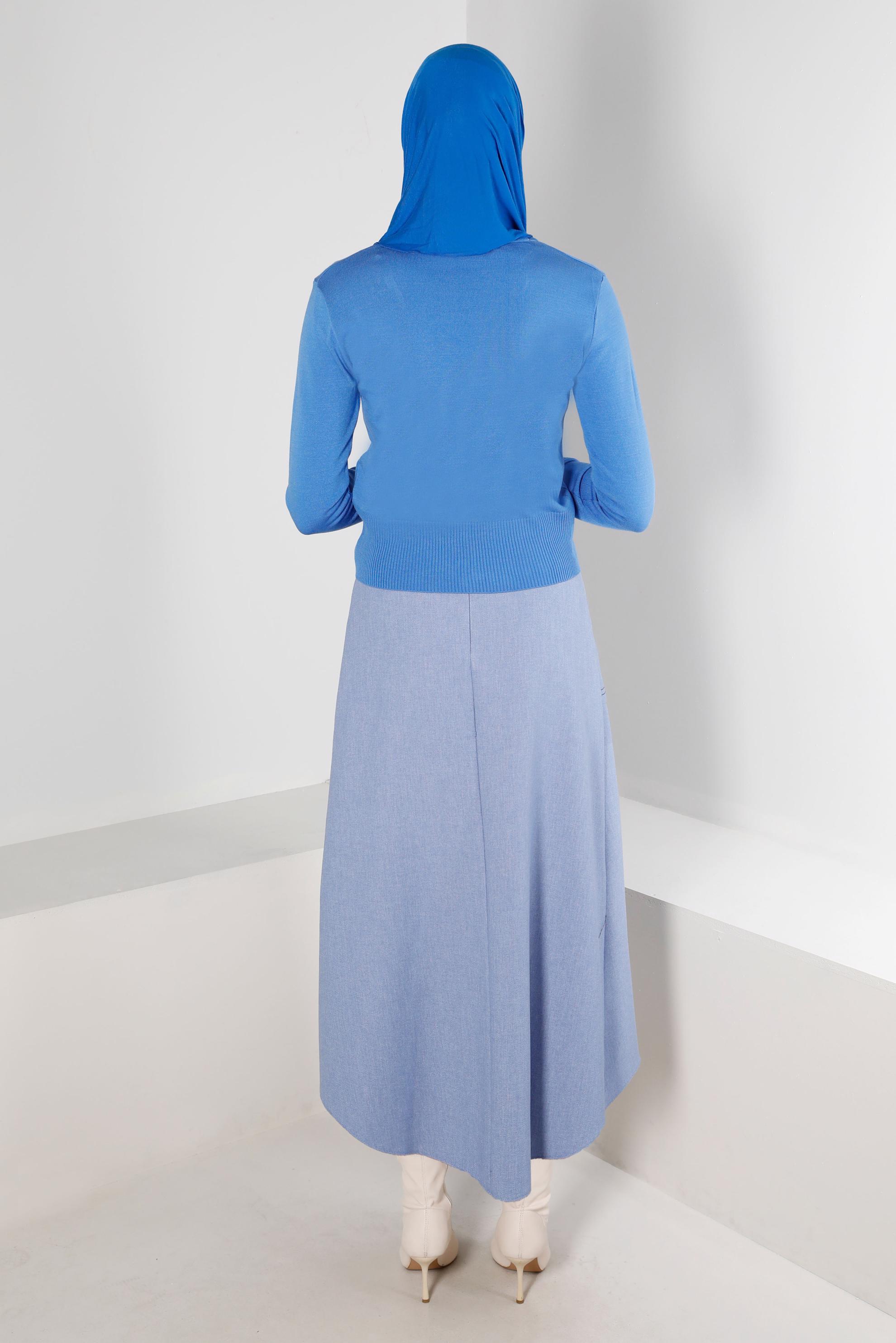 Tesettür giyim LACİVERT KEMERLİ CEPLİ ETEK 60334