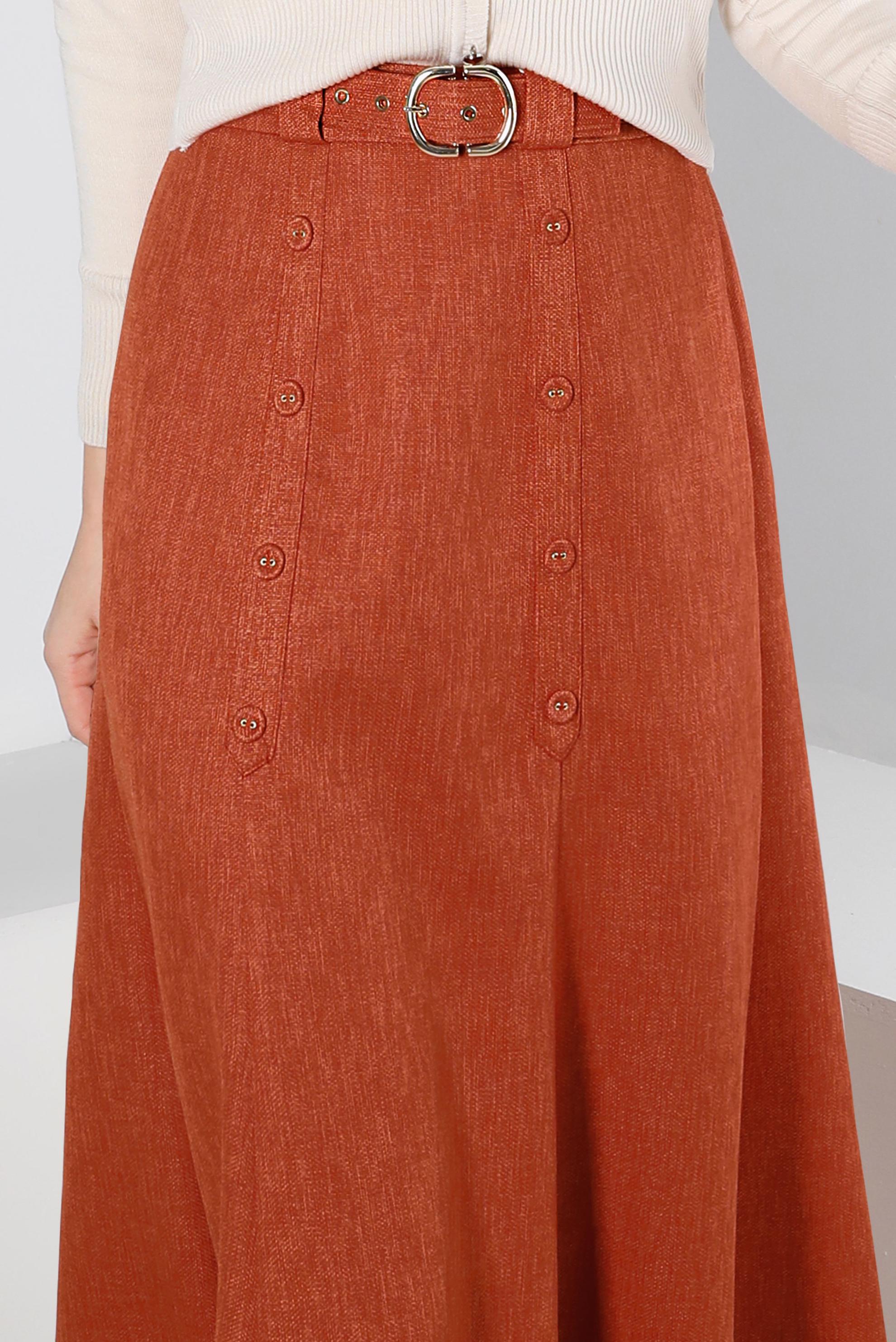 Vêtements hijab ORANGE JUPE CEINTURÉE AVEC DÉTAIL BOUTONS 60335