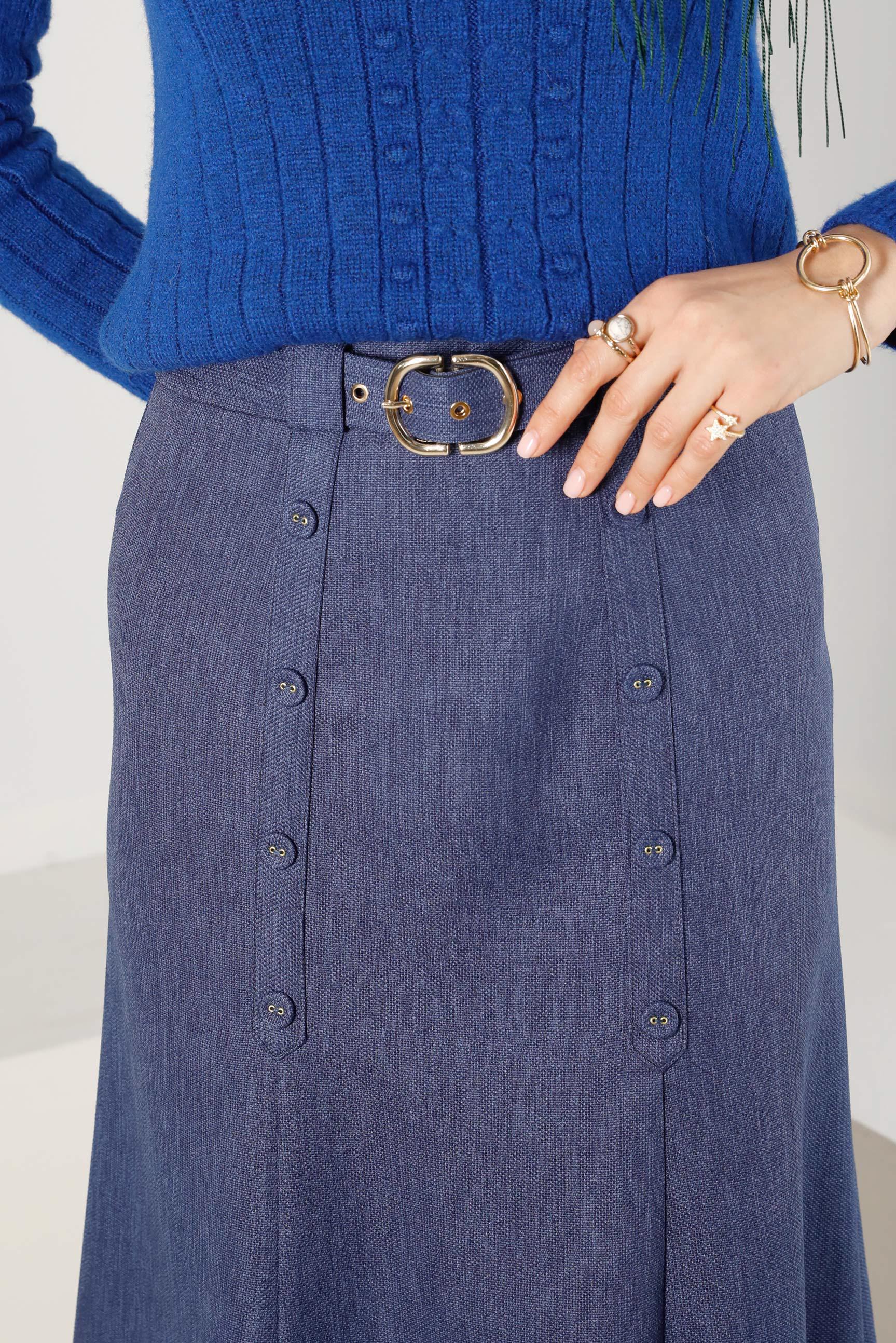 Hijab clothing NAVY BLUE BELTED SKIRT WITH BUTTON DETAIL 60335